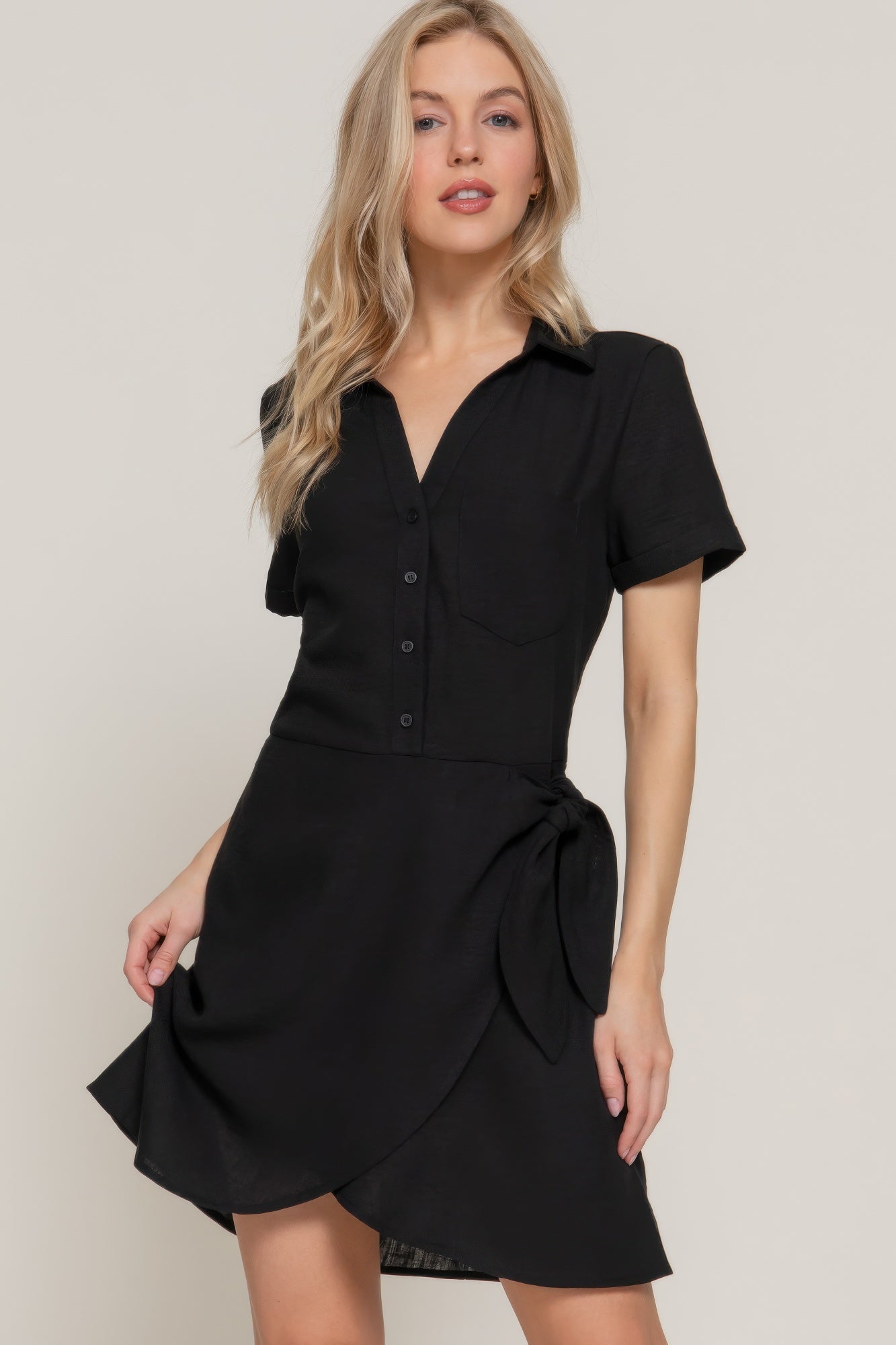 Featured image for How to Style the Button Down Side Bow Linen Effect Mini Dress