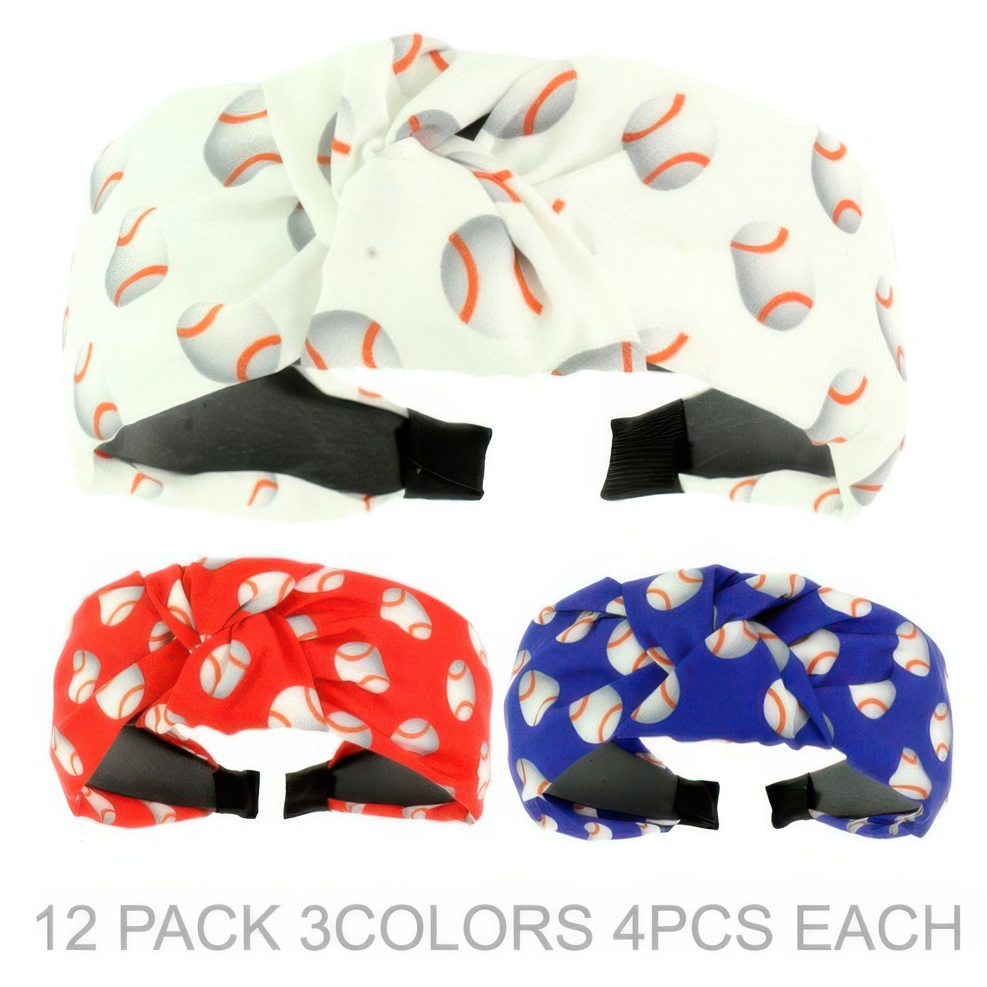 12pack Baseball Theme Top Knotted Headband - DressAffection