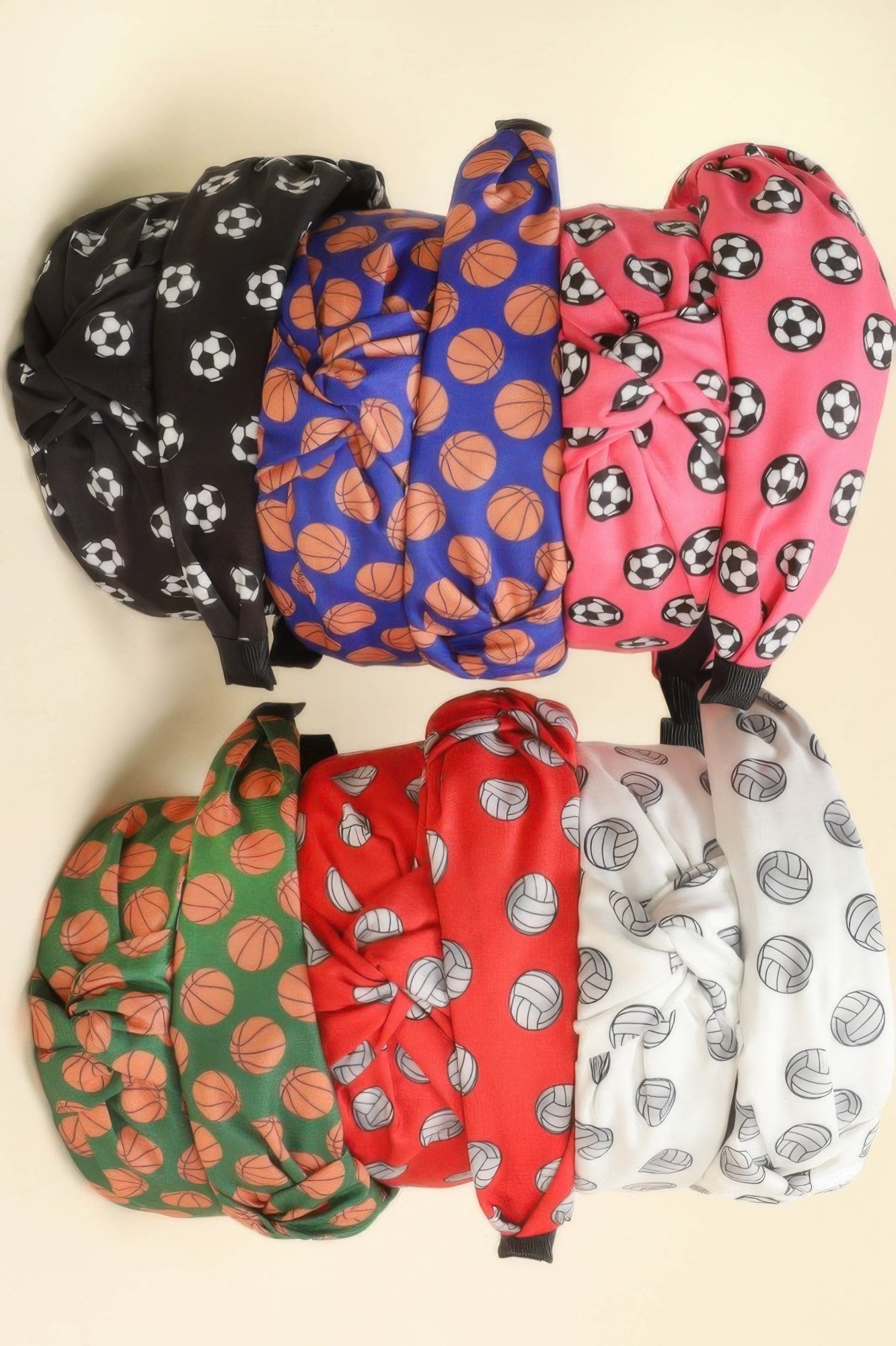 12pack Sports Ball Theme Top Knotted Headband - DressAffection