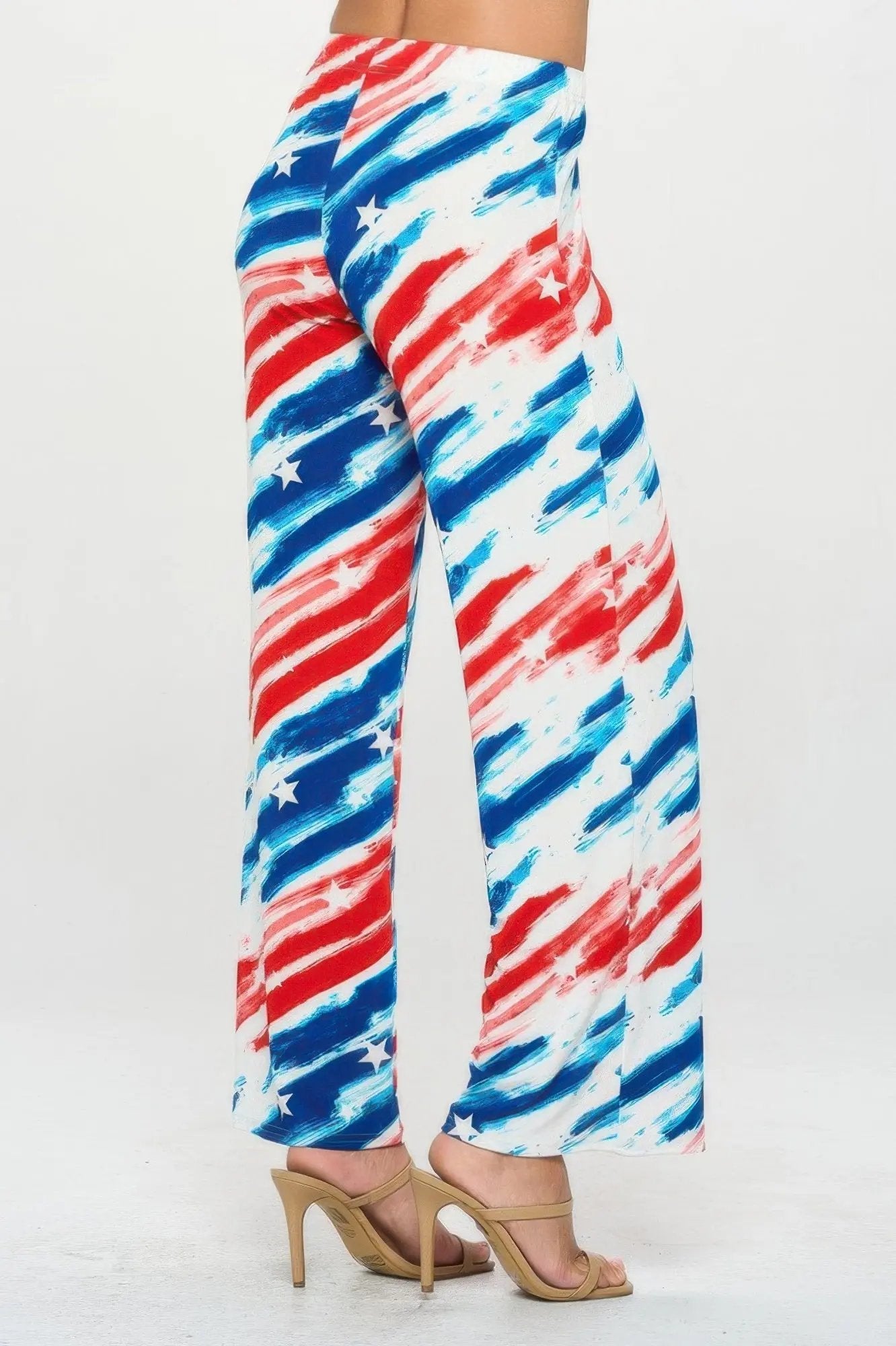 American Flag Print Flare Pants - DressAffection