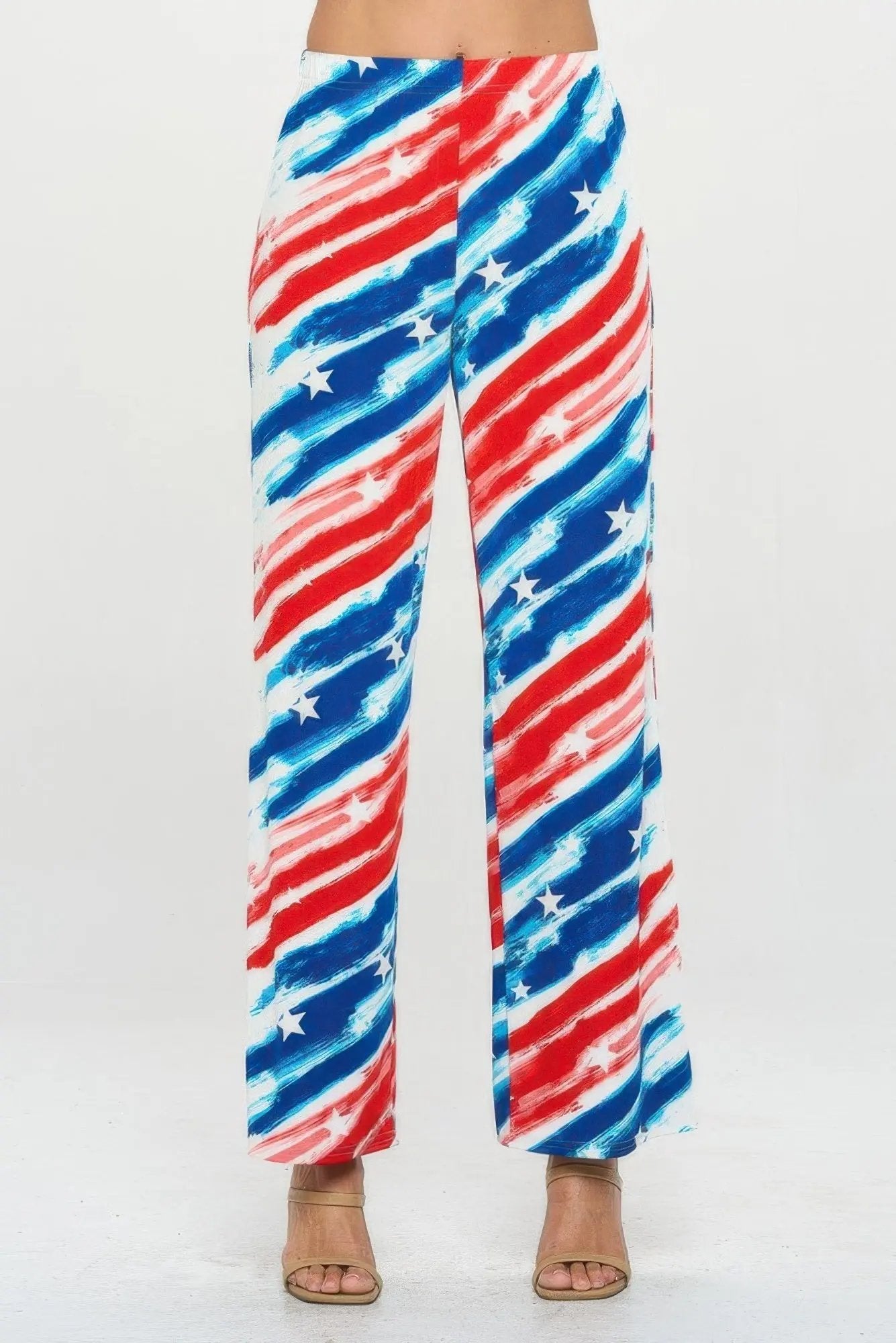 American Flag Print Flare Pants - DressAffection