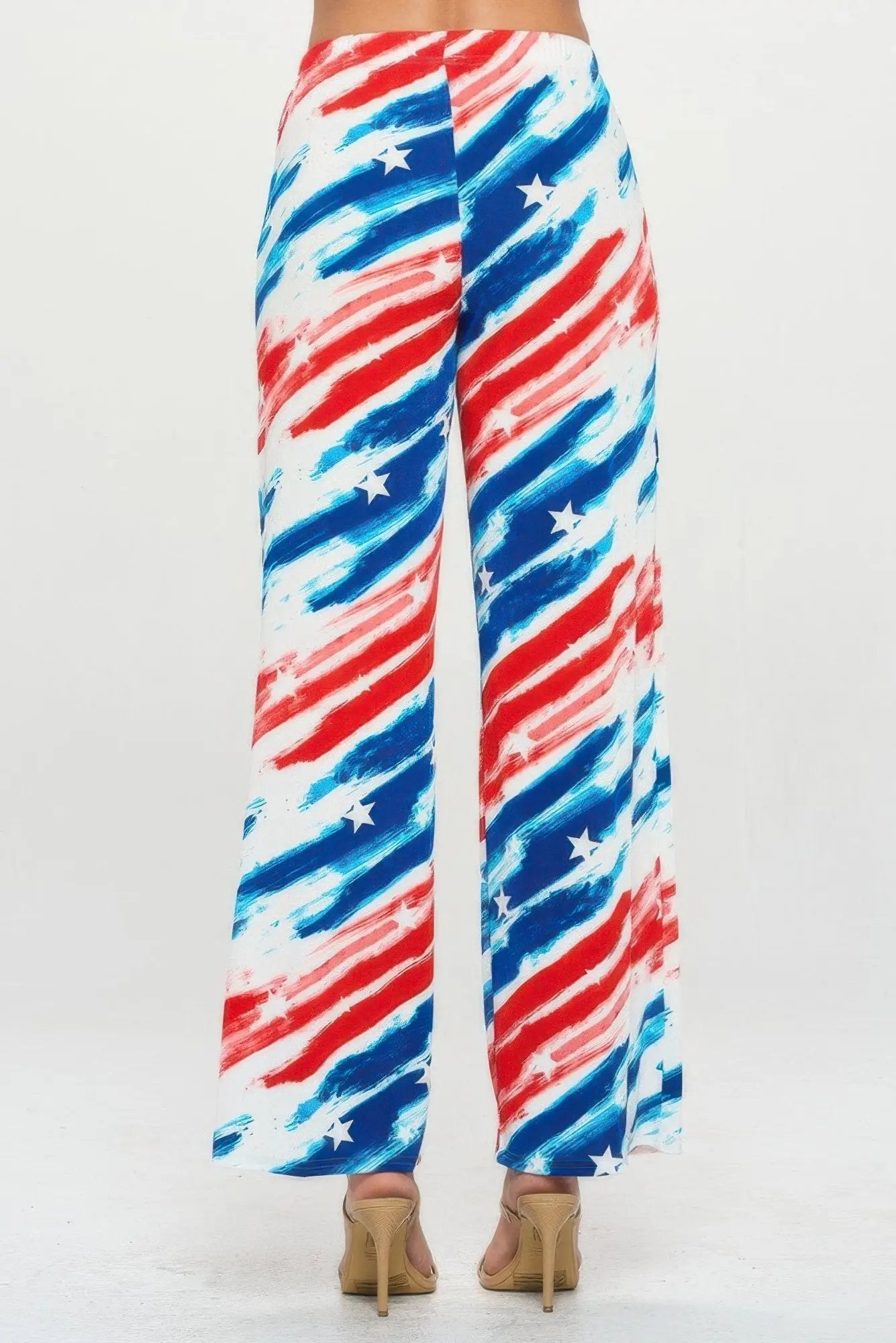 American Flag Print Flare Pants - DressAffection