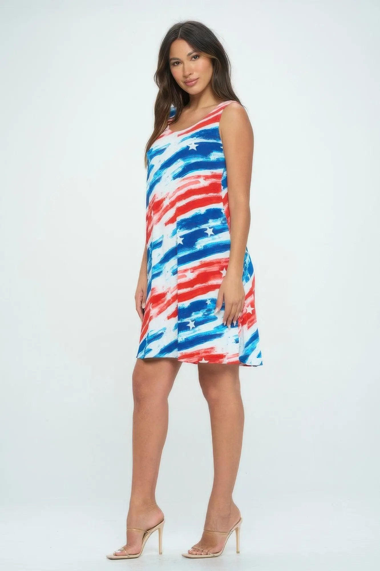 Americana Print Short Tank Dress - DressAffection