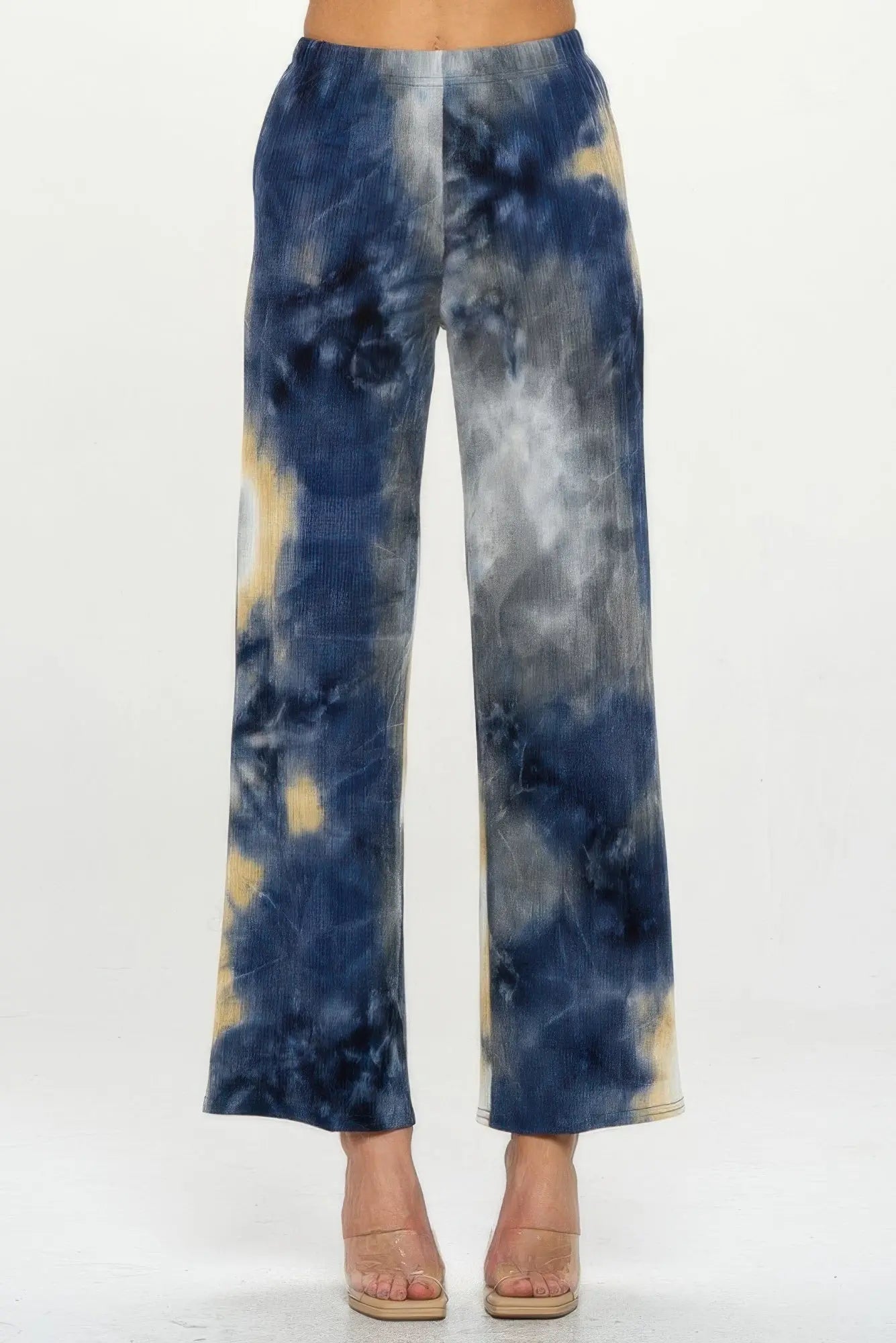 Andante Tie Dye Print Flared Pants - DressAffection
