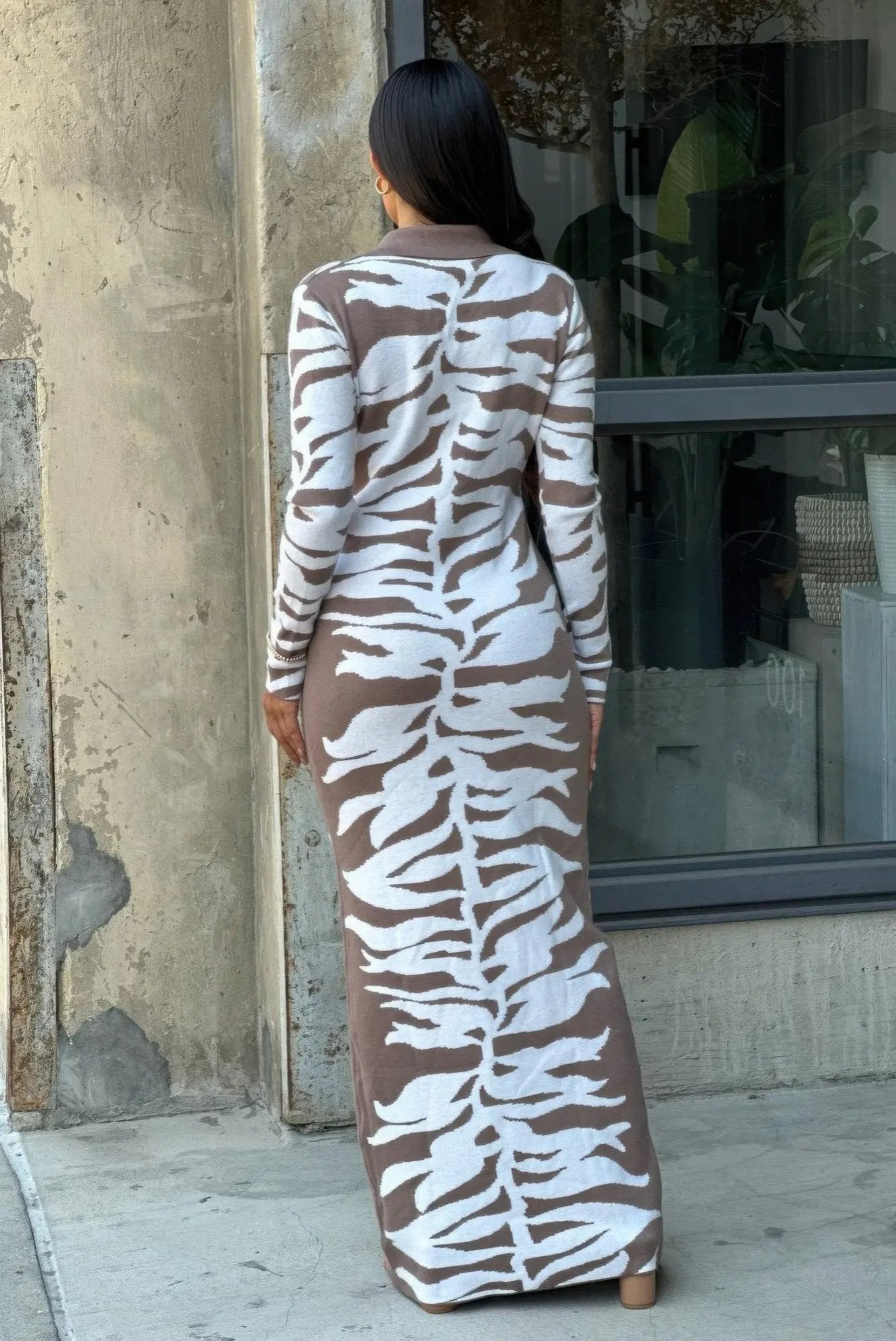 Animal Print Sweater Dress Body Con - DressAffection