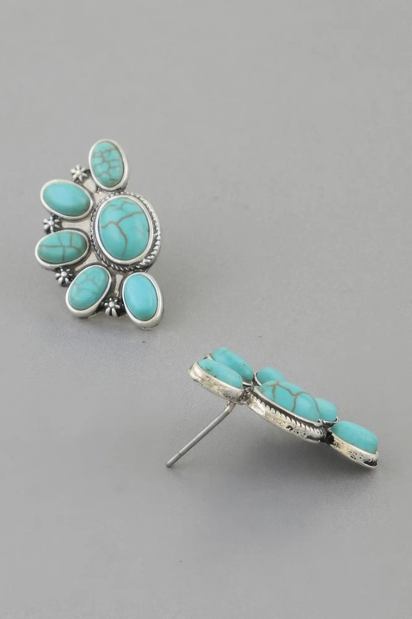 Antique Half Flower Stud Earrings - DressAffection