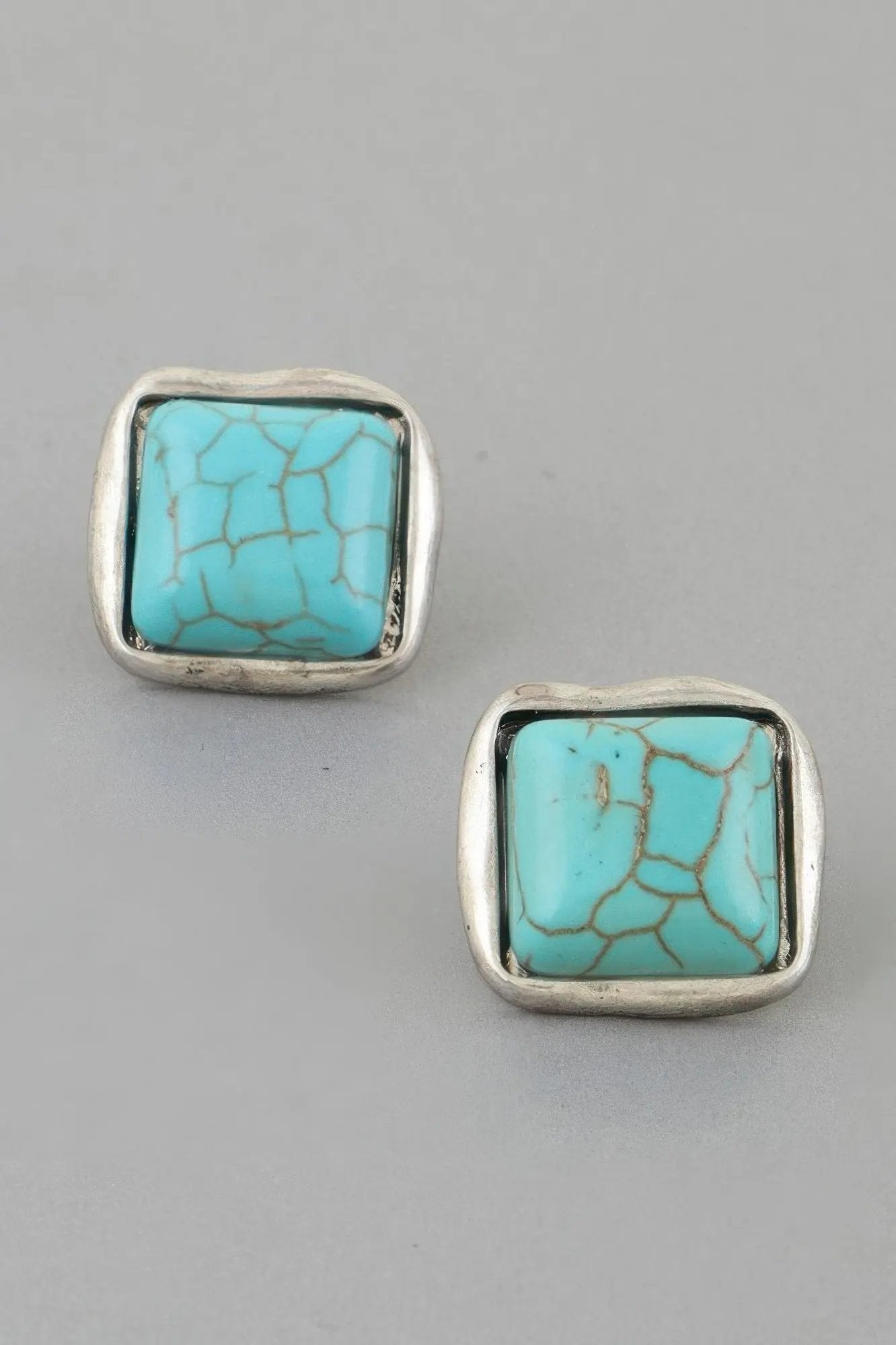Antique Stone Cubic Stud Earrings - DressAffection