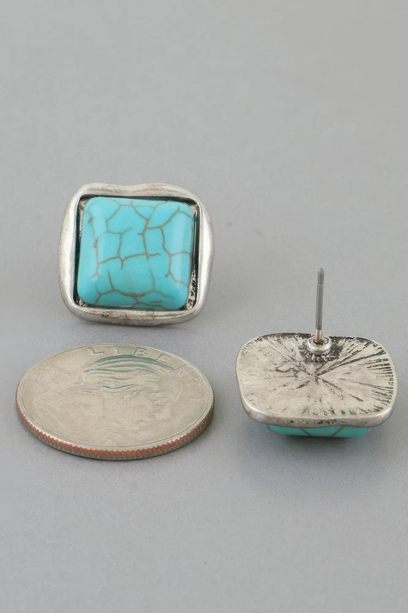 Antique Stone Cubic Stud Earrings - DressAffection