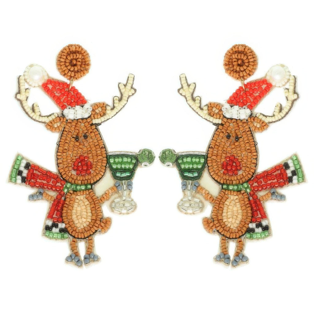 Christmas Festive Reindeer Post Earrings - DressAffection