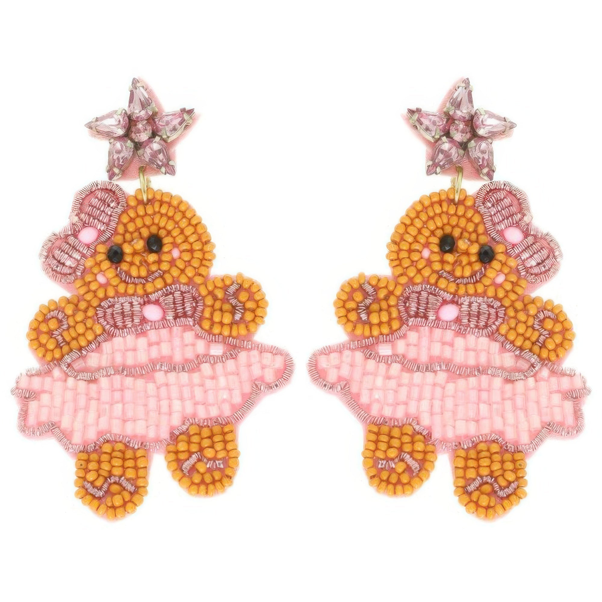 Christmas Gingerbread Ballerina Beaded Earrings - DressAffection