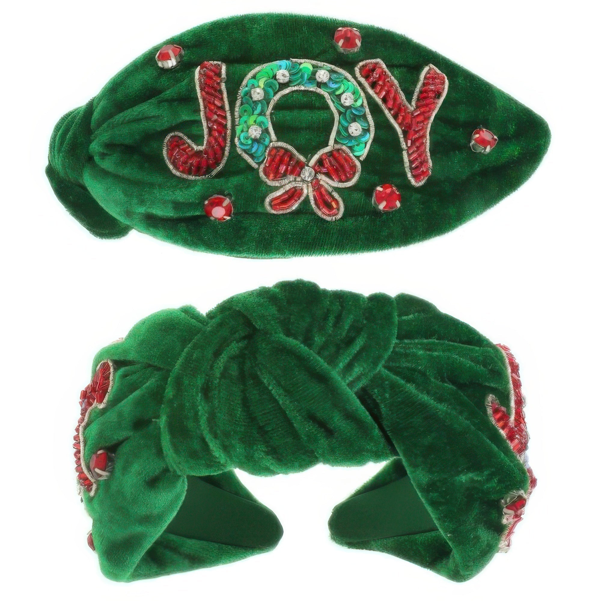 Christmas Joy Top Knot Velvet Headband - DressAffection