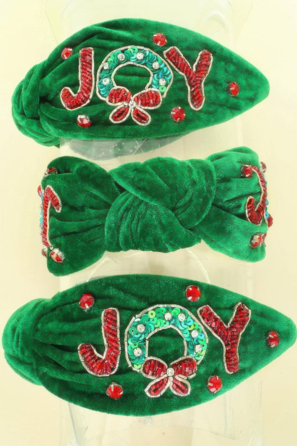 Christmas Joy Top Knot Velvet Headband - DressAffection