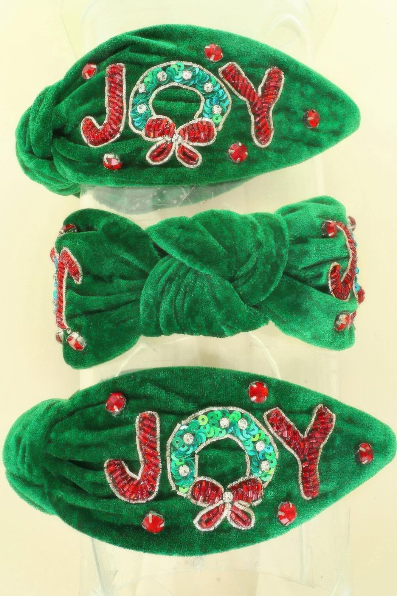 Christmas Joy Top Knot Velvet Headband - DressAffection