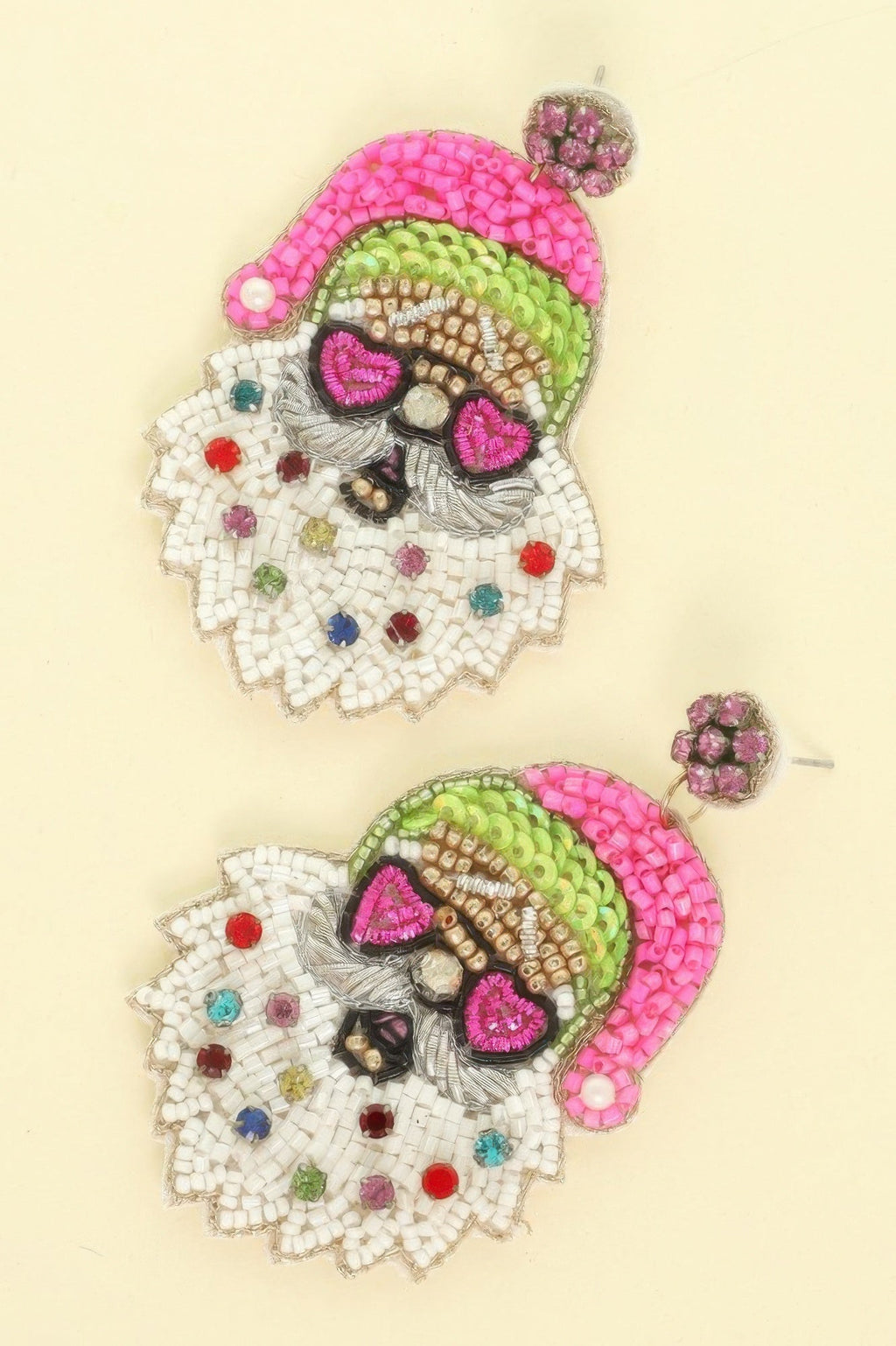 Christmas Santa With Heart Glasses Earrings - DressAffection