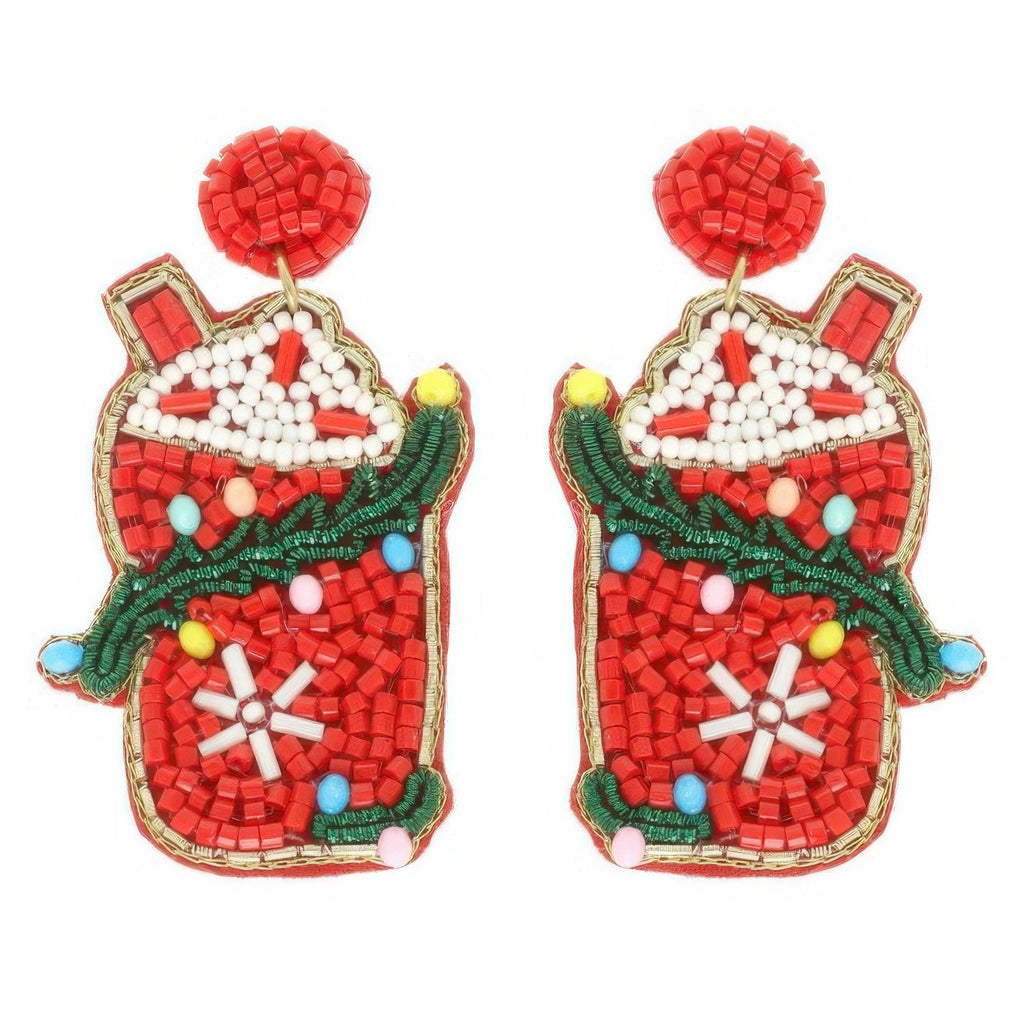 Christmas Santa's Cup Post Earrings - DressAffection