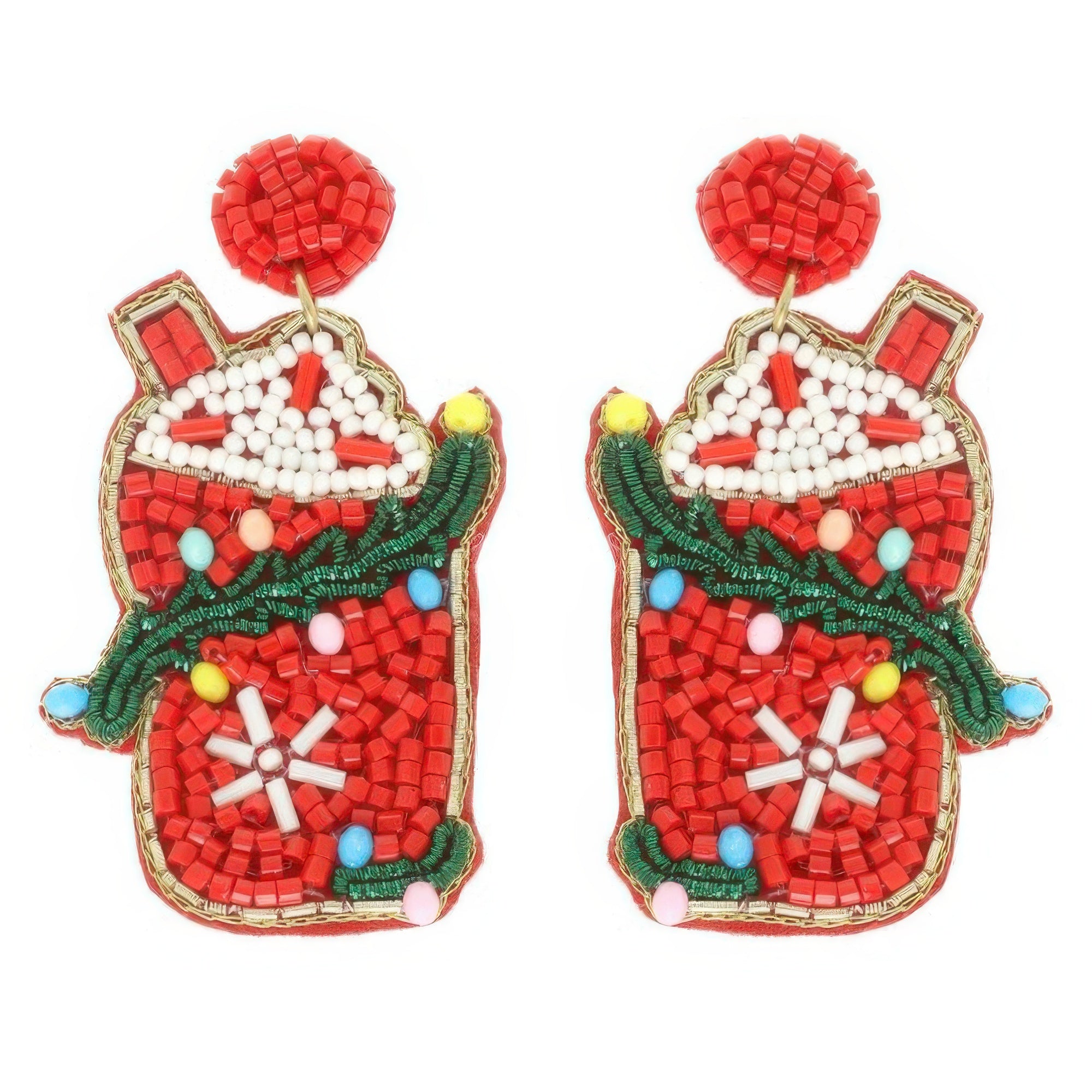 Christmas Santa's Cup Post Earrings - DressAffection