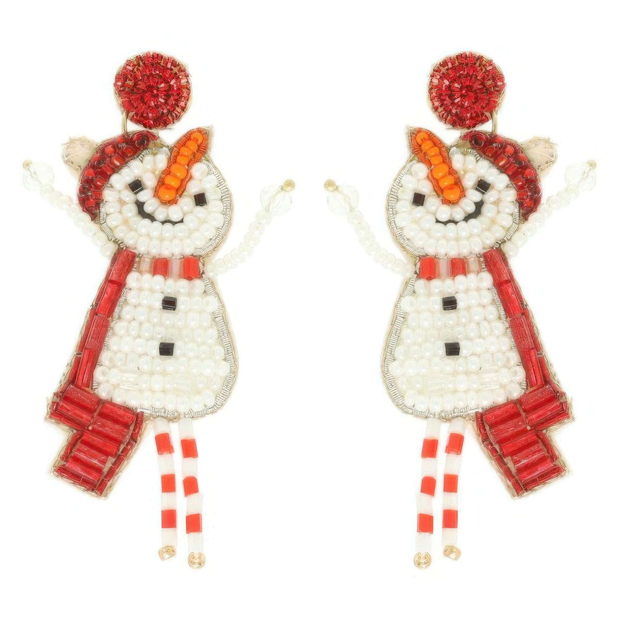 Christmas Scarfed Snowman Post Earrings - DressAffection