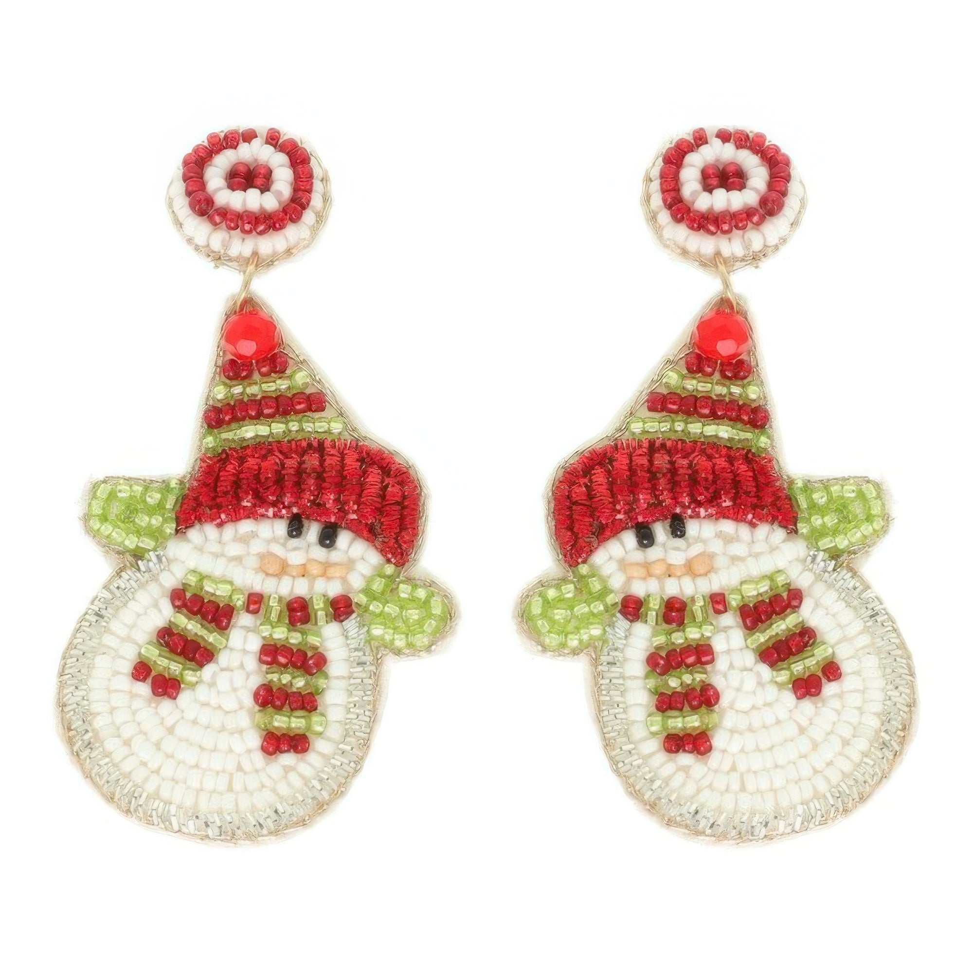 Christmas Scarfed Snowman Post Earrings - DressAffection