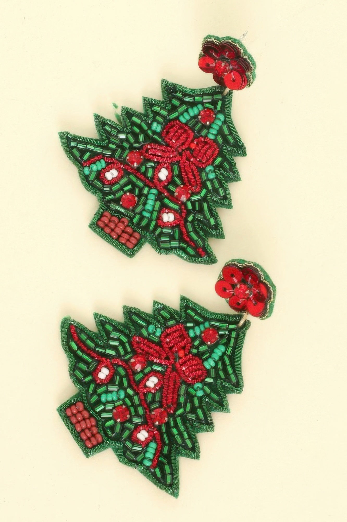 Christmas Tree Seed Beaded Post Earrings - DressAffection