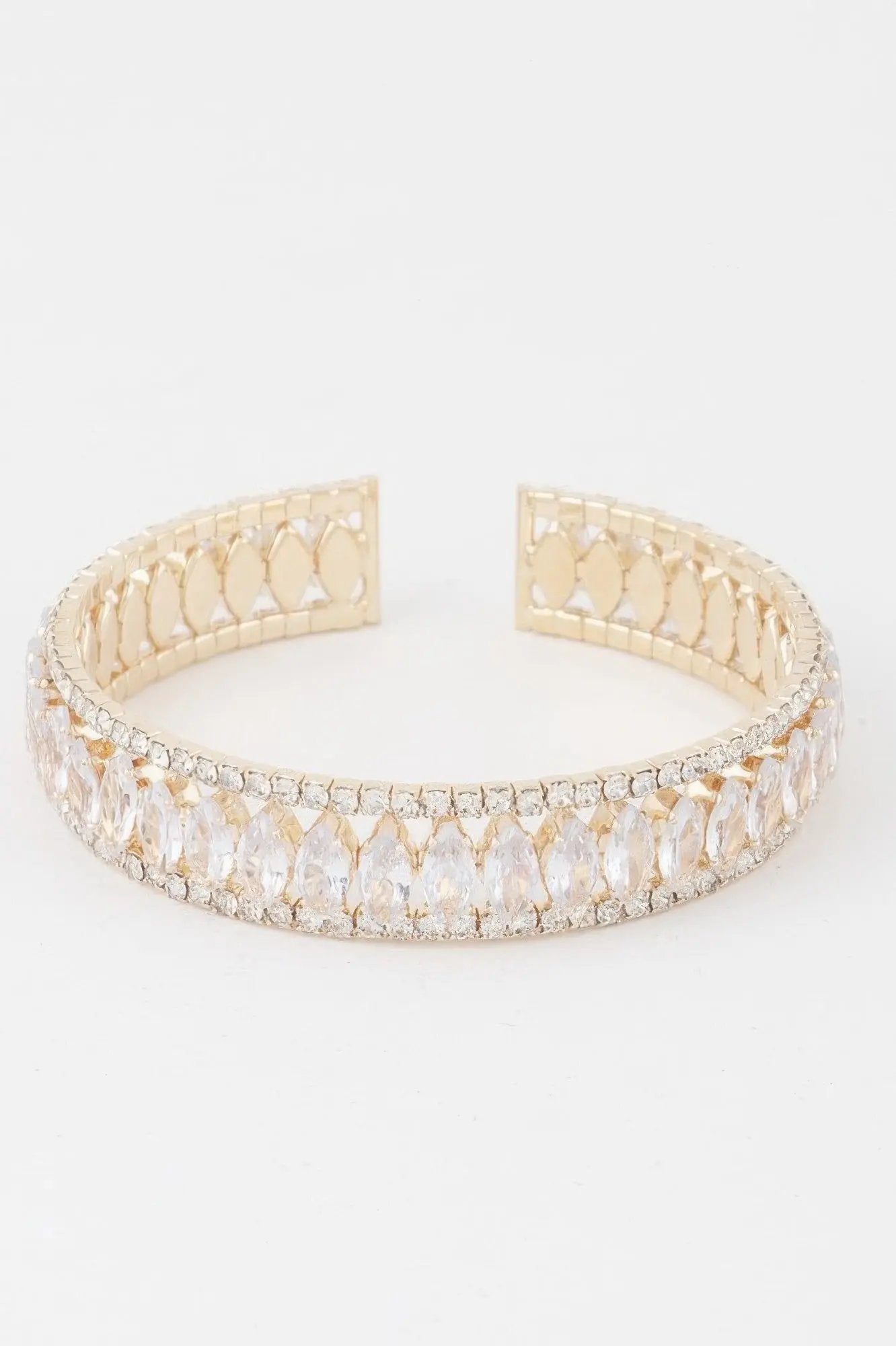 Classic Crystal Bar Cuff Bracelet - DressAffection