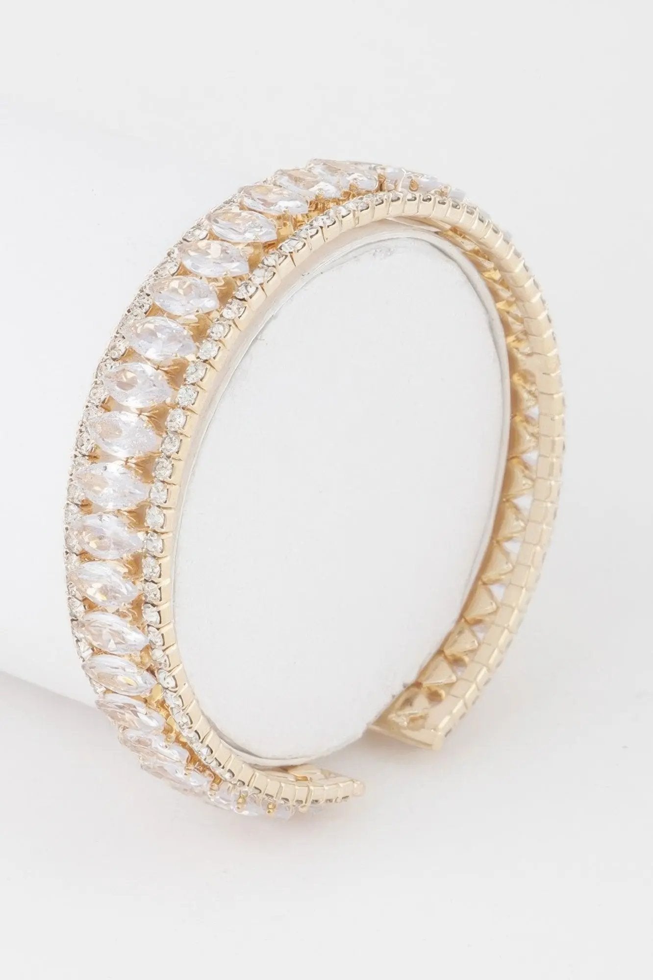 Classic Crystal Bar Cuff Bracelet - DressAffection