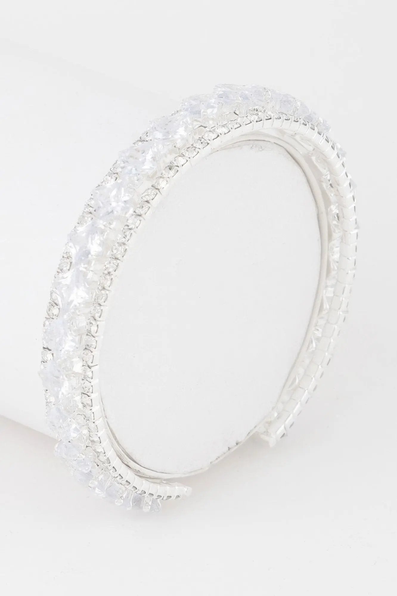 Classic Cubic Rhinestone Cuff Bracelet - DressAffection