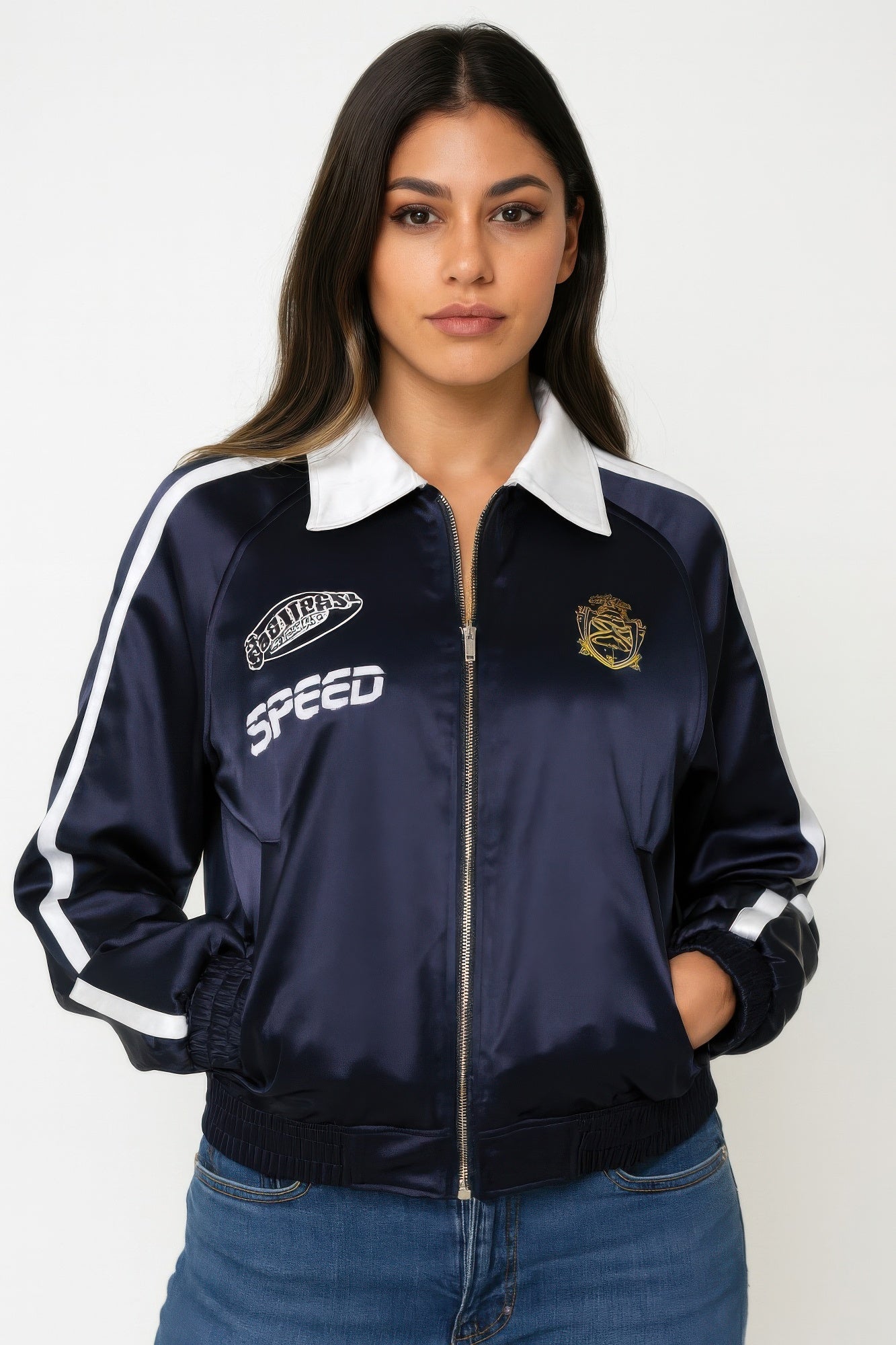 Collared Zipper Down Jacket - DressAffection