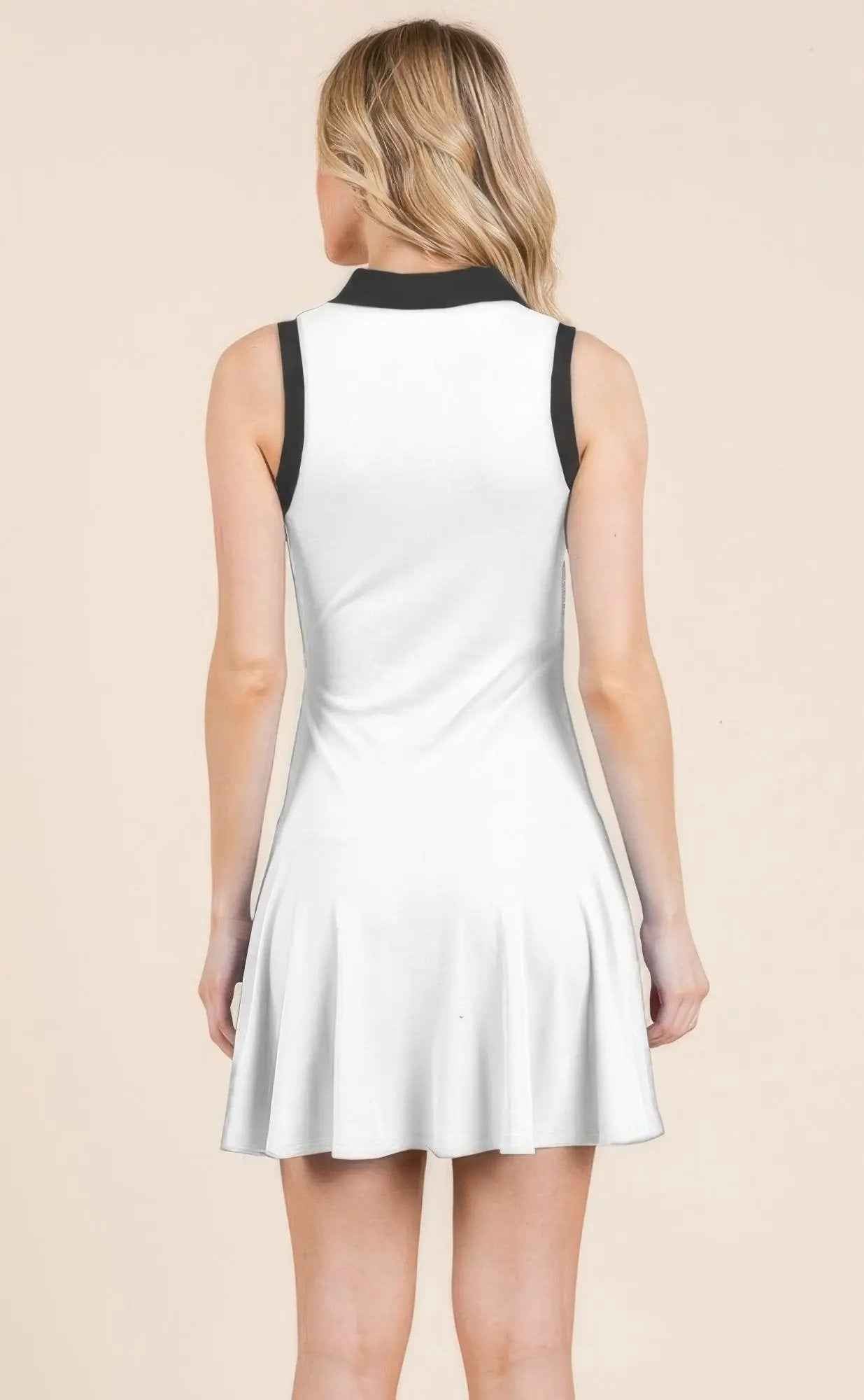 Contrast Collar Drop Waist Tennis Mini Dress