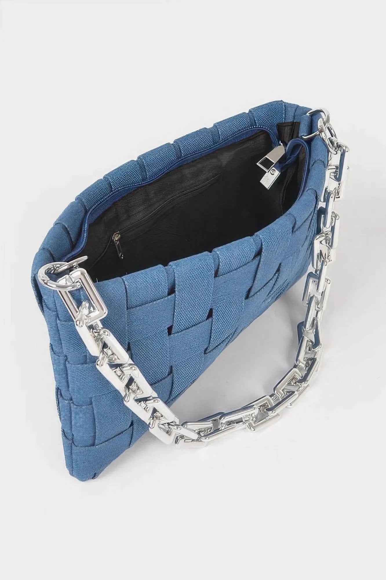 Denim Braided Chain Shoulder Bag
