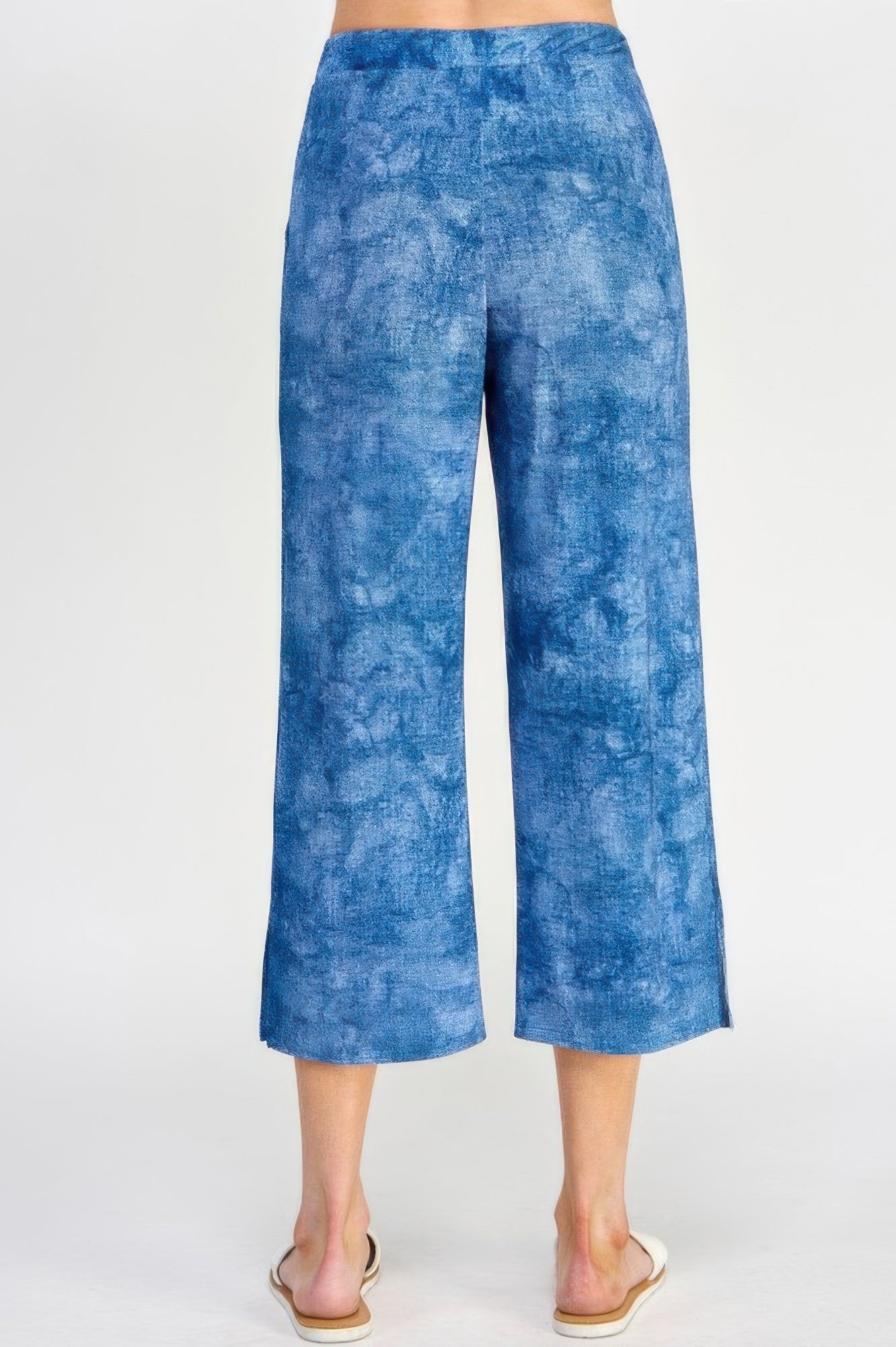 Denim-inspired Print Pull-on Pants - DressAffection