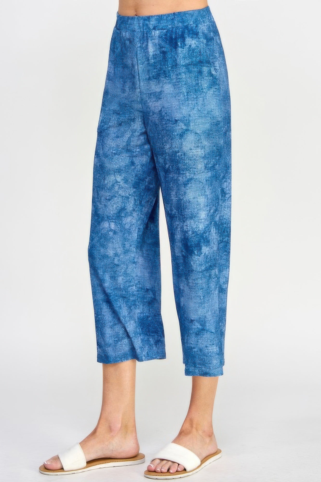 Denim-inspired Print Pull-on Pants - DressAffection