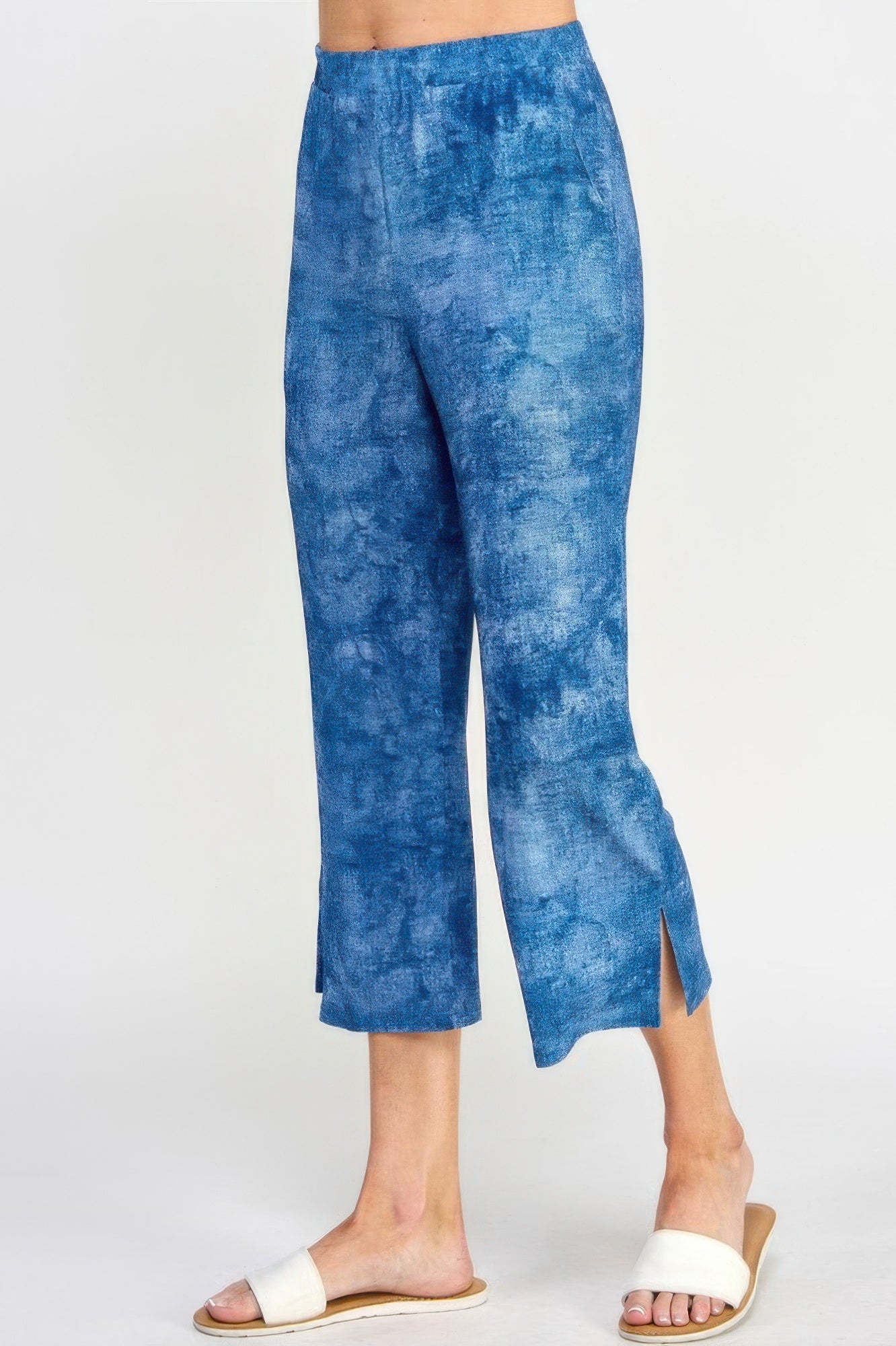 Denim-inspired Print Pull-on Pants - DressAffection