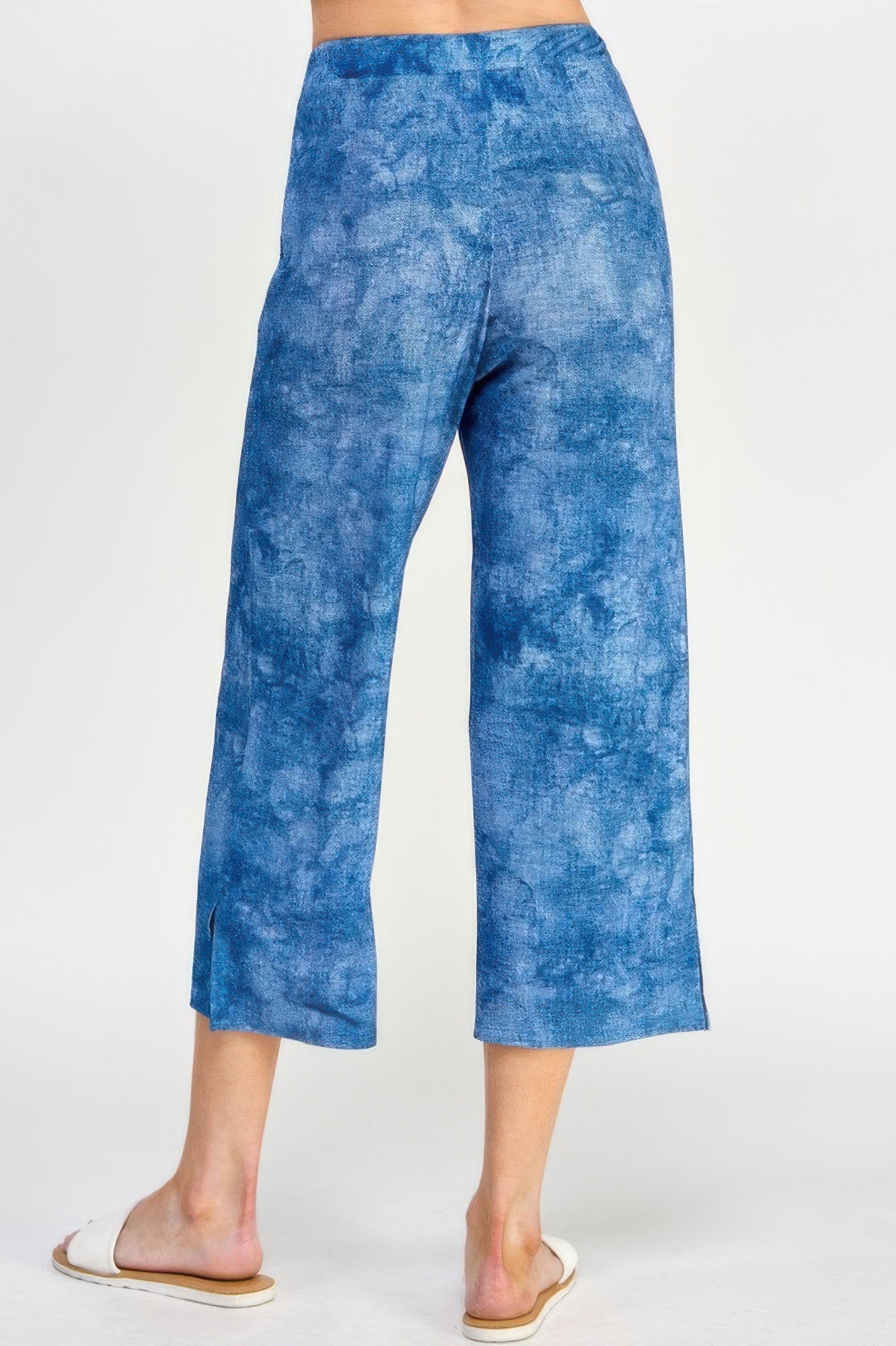 Denim-inspired Print Pull-on Pants - DressAffection