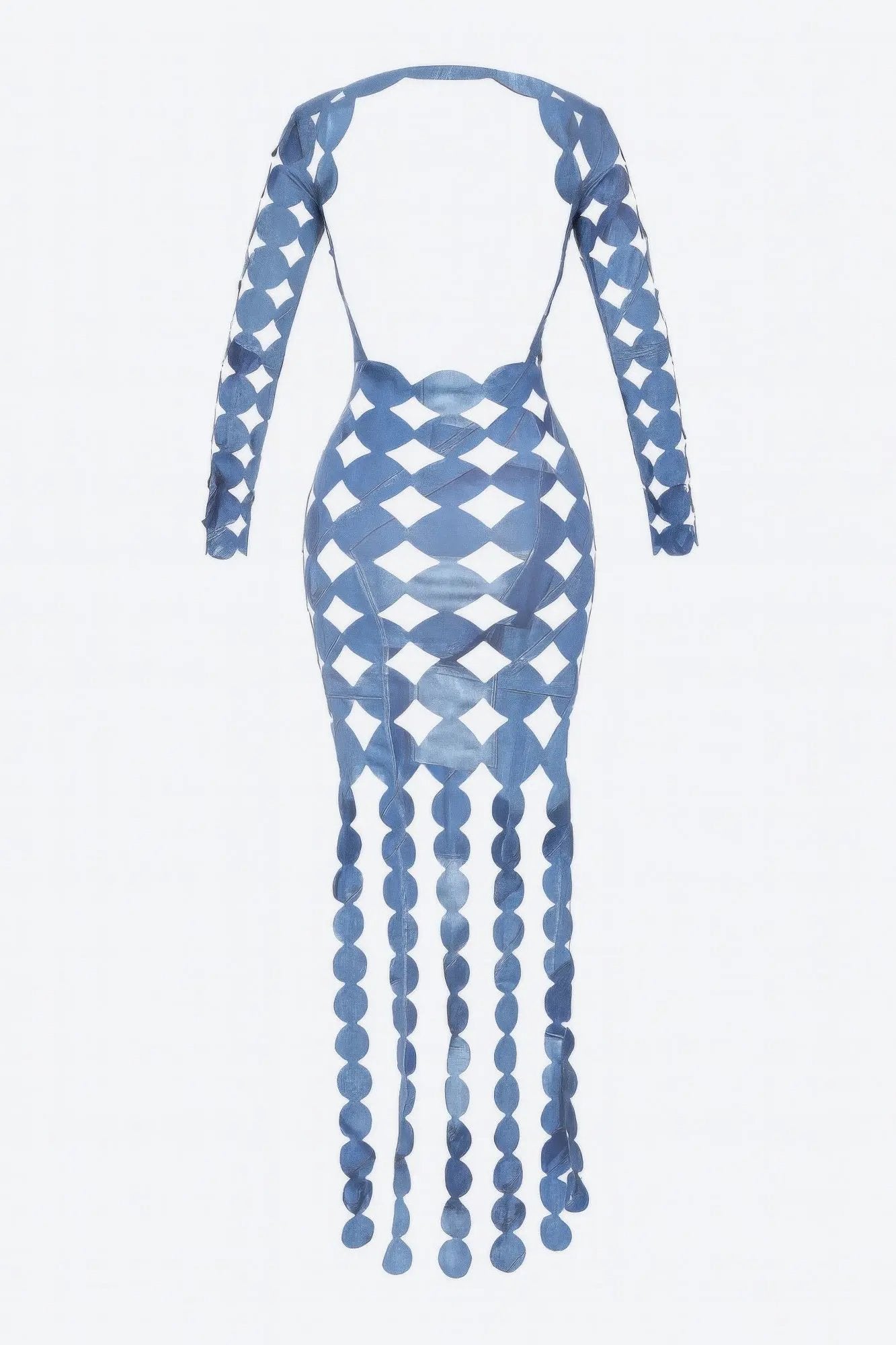 Denim Print Sexy Cut Out Maxi Dress - DressAffection