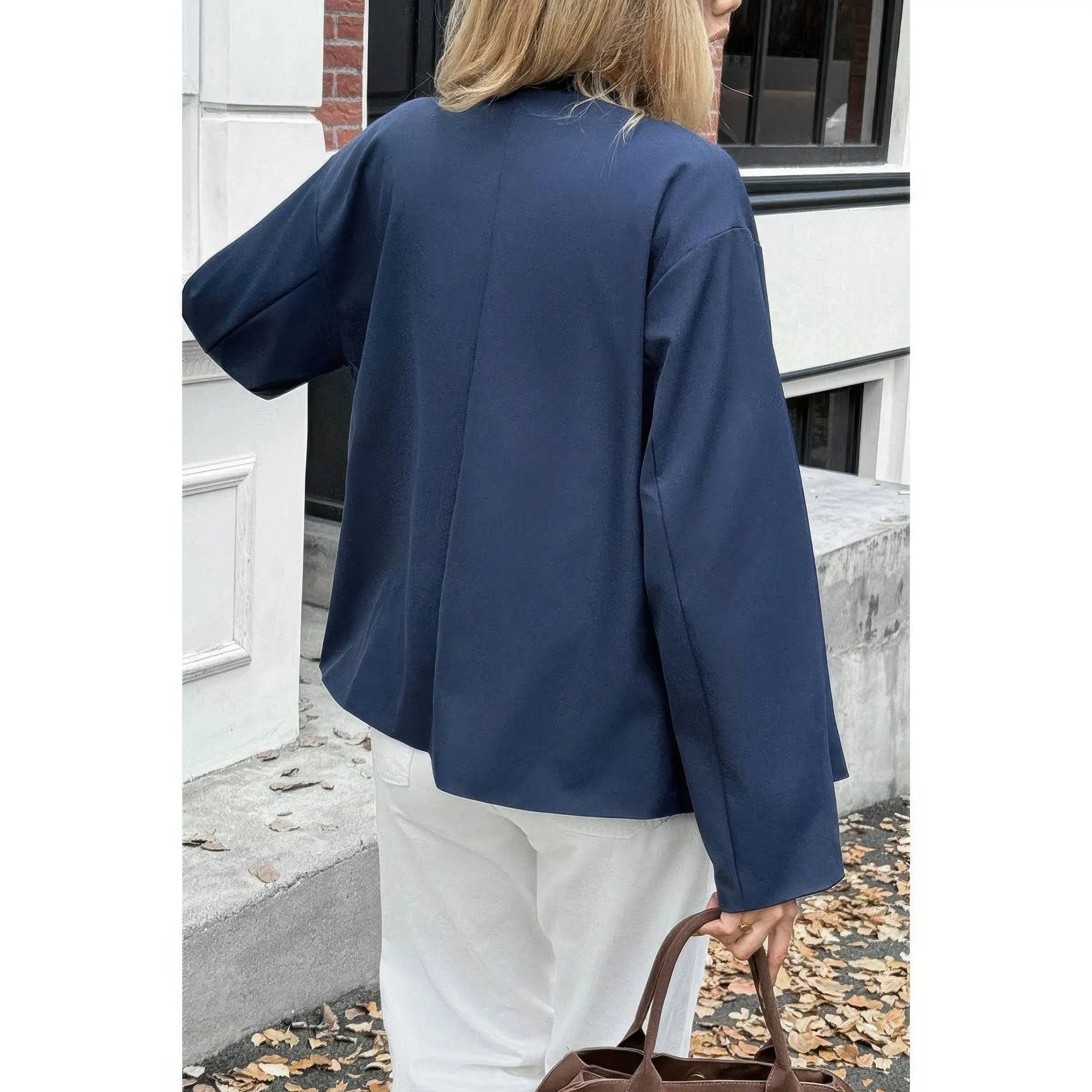 Double Breasted V Neck Trench Long Sleeve Coat - DressAffection