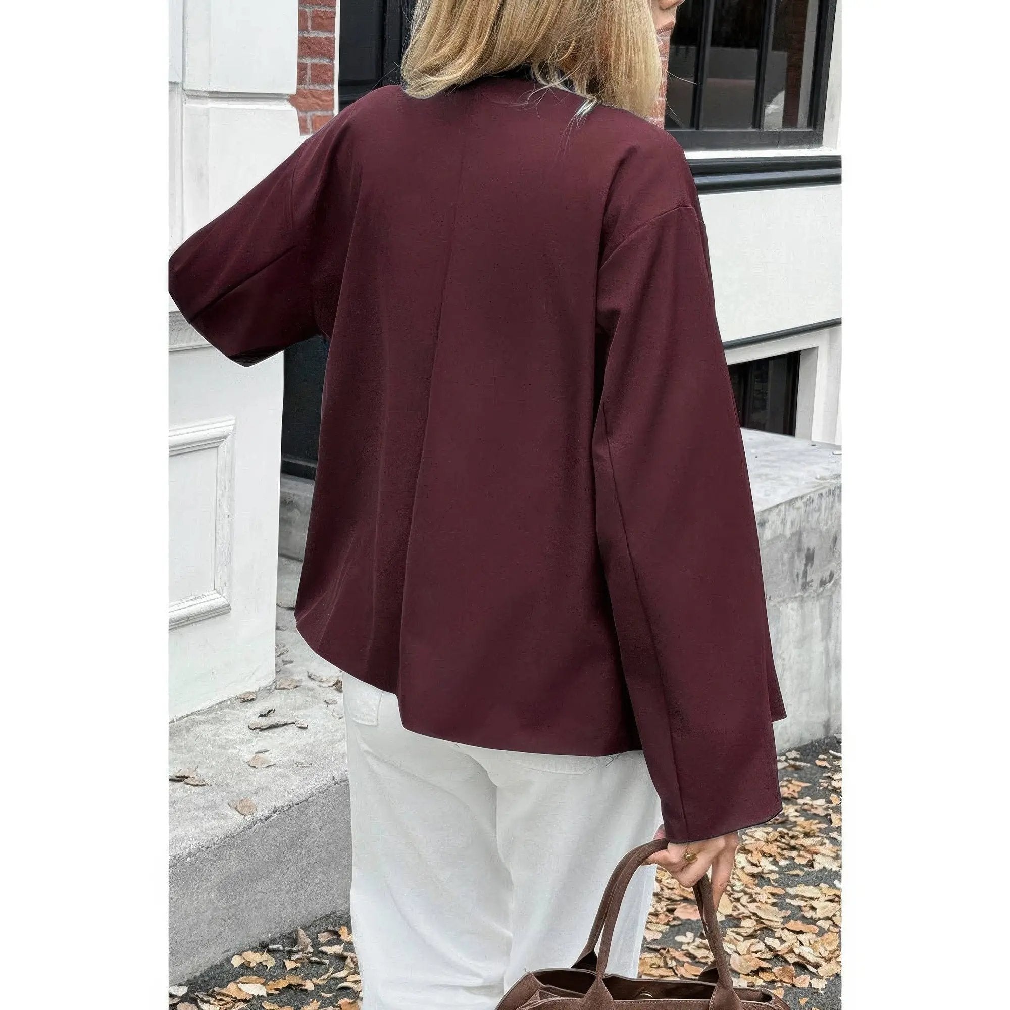 Double Breasted V Neck Trench Long Sleeve Coat - DressAffection