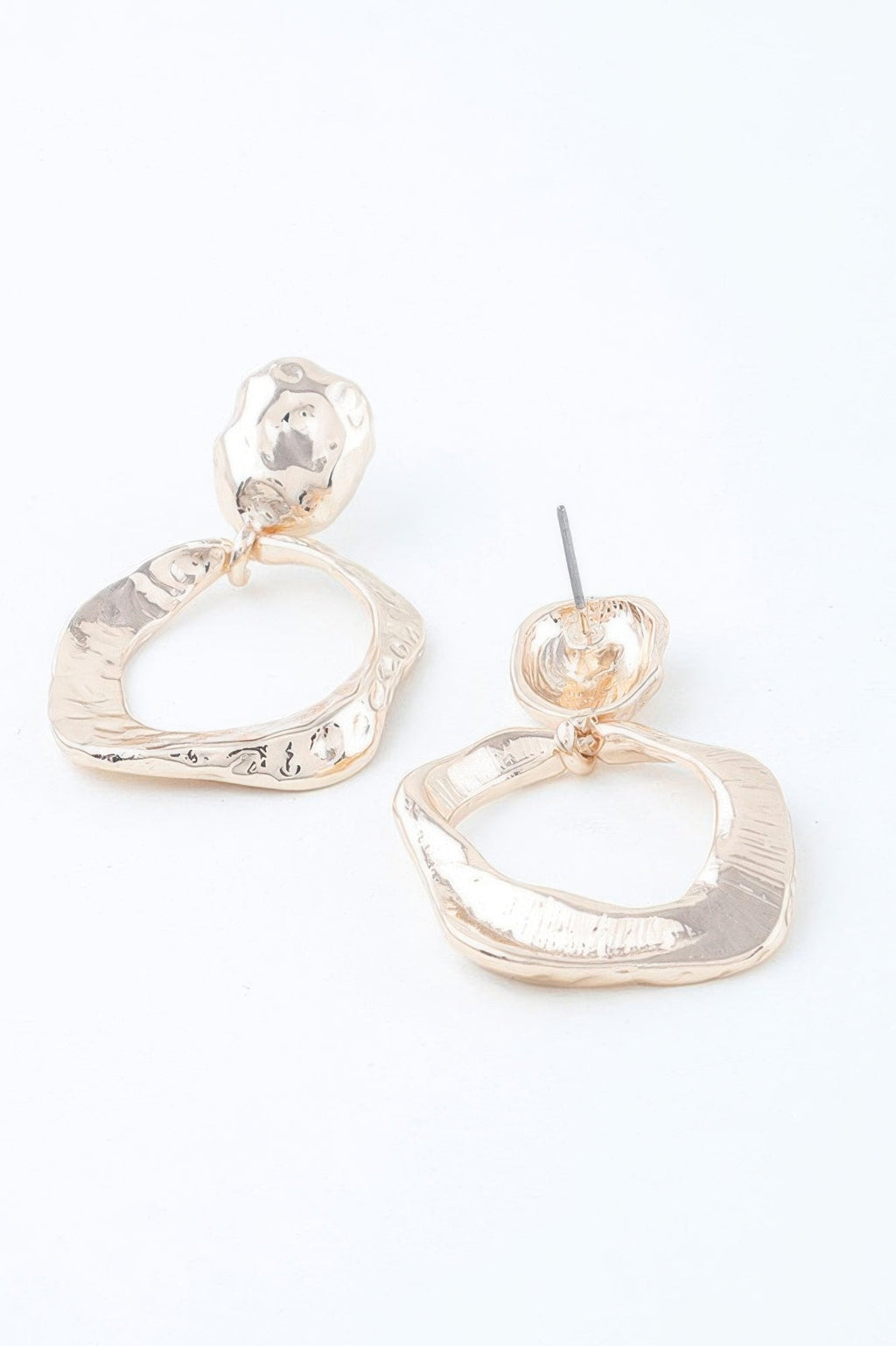 Double Hammered Open Disc Drop Earrings - DressAffection