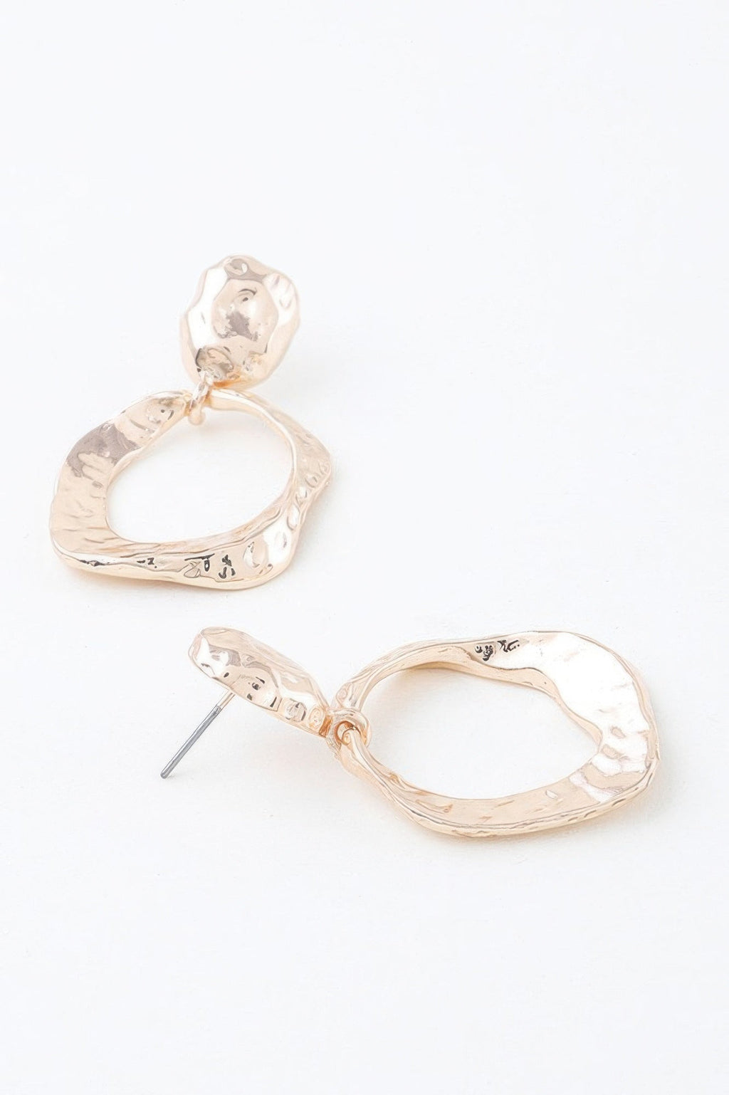 Double Hammered Open Disc Drop Earrings - DressAffection
