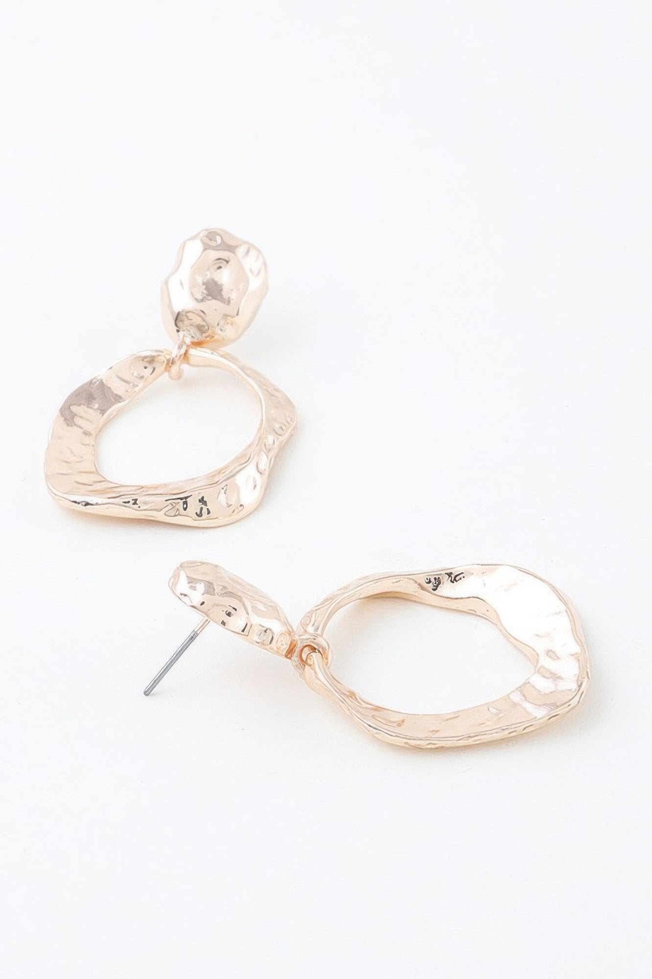 Double Hammered Open Disc Drop Earrings - DressAffection
