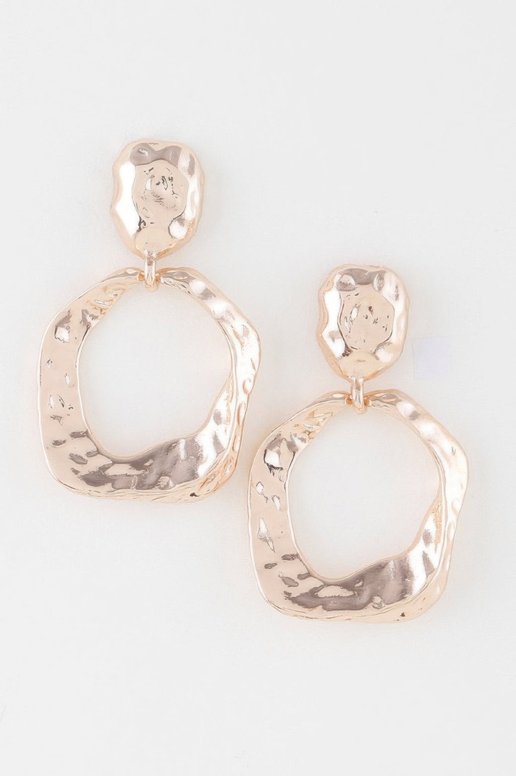 Double Hammered Open Disc Drop Earrings - DressAffection