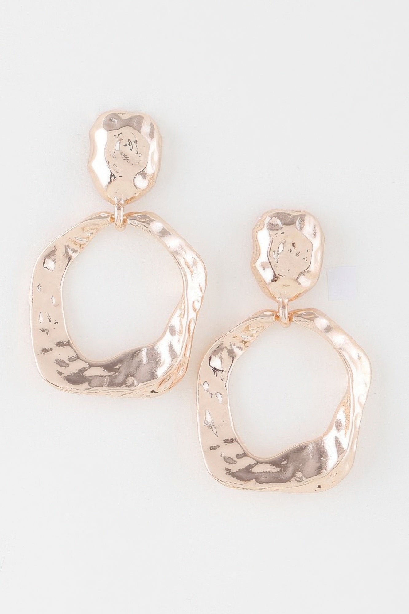 Double Hammered Open Disc Drop Earrings - DressAffection
