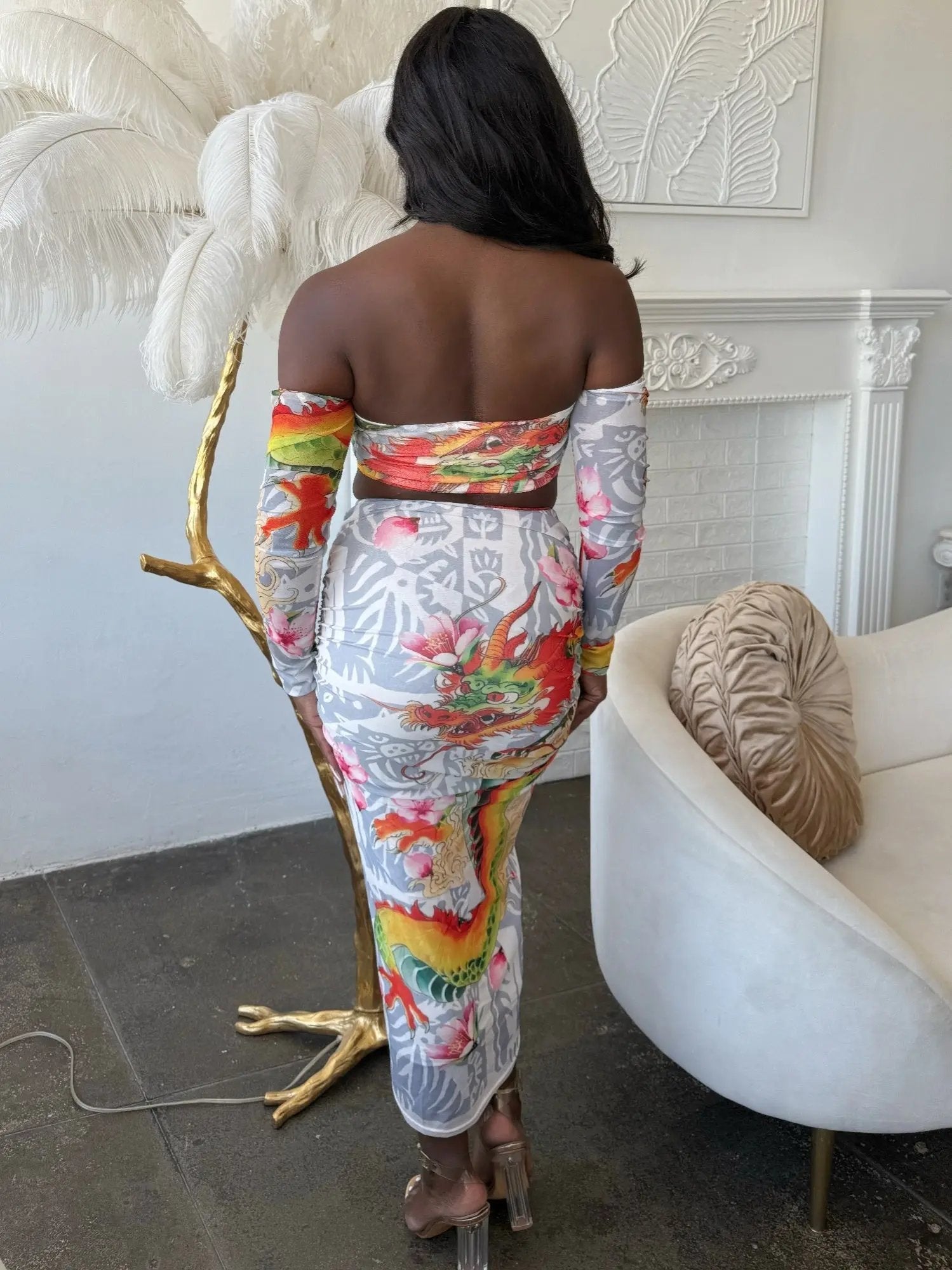 Dragon Empress Mesh Skirt Set - DressAffection