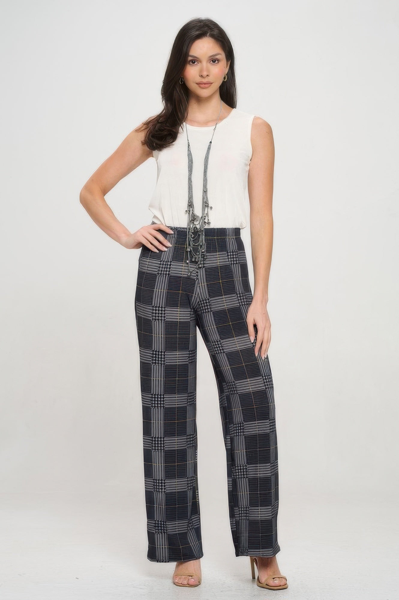 Elastic Waistband Wide Leg Pant - DressAffection