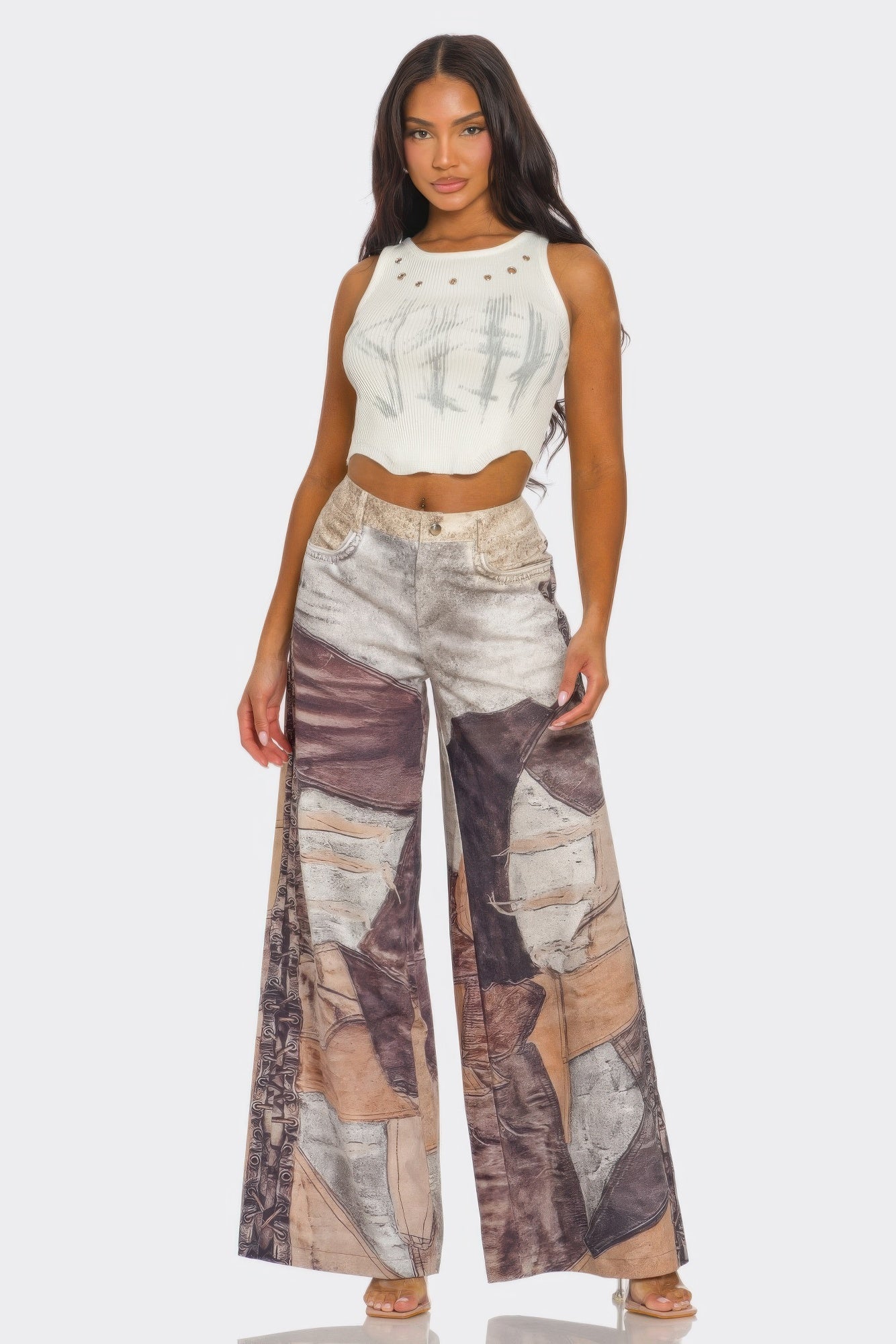 Fabric Printed Pants - DressAffection