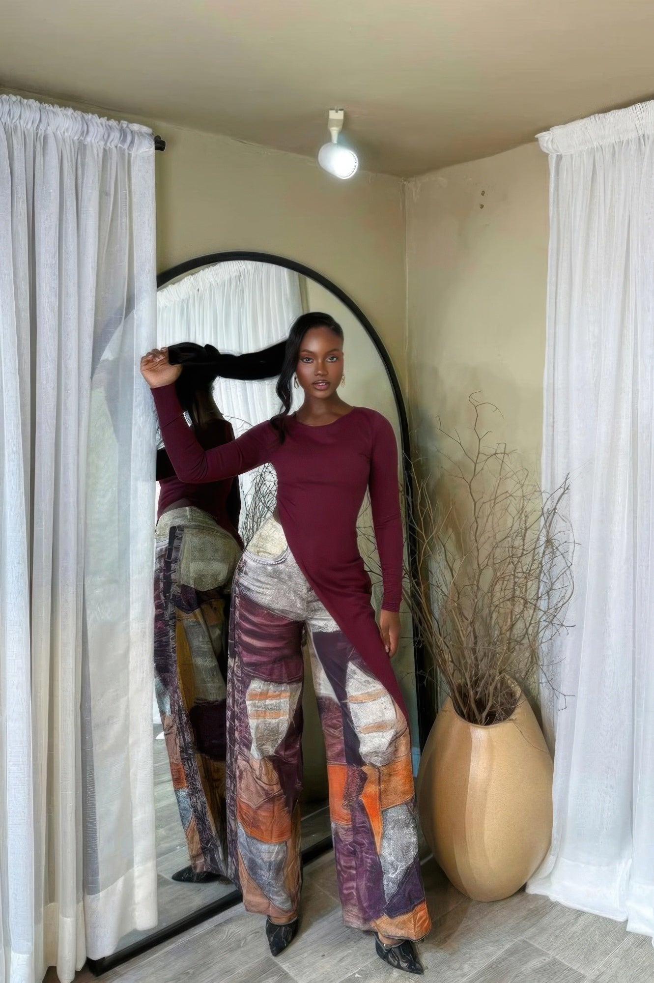 Fabric Printed Pants - DressAffection