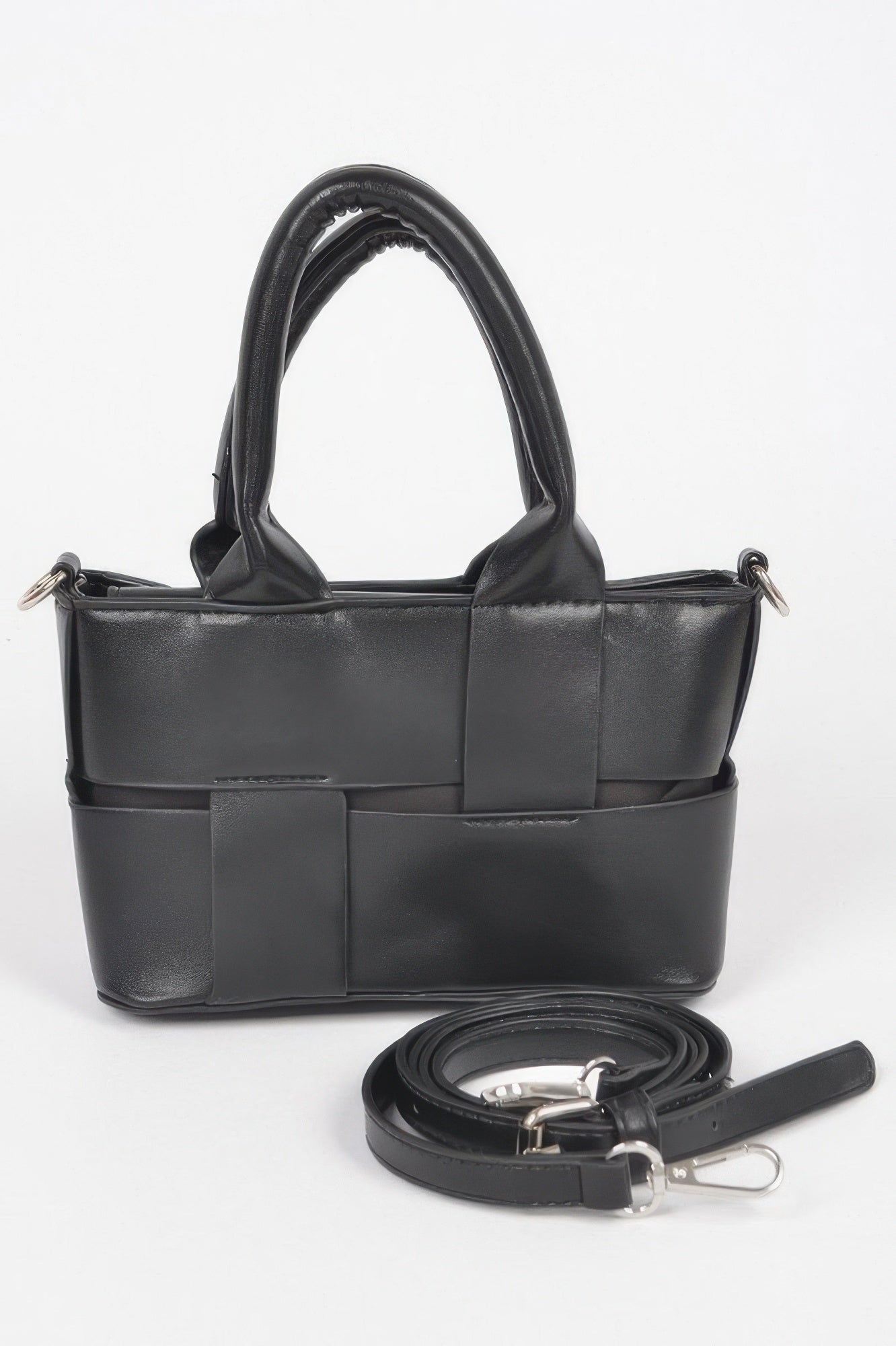 Faux Leather Braided Small Tote Bag - DressAffection