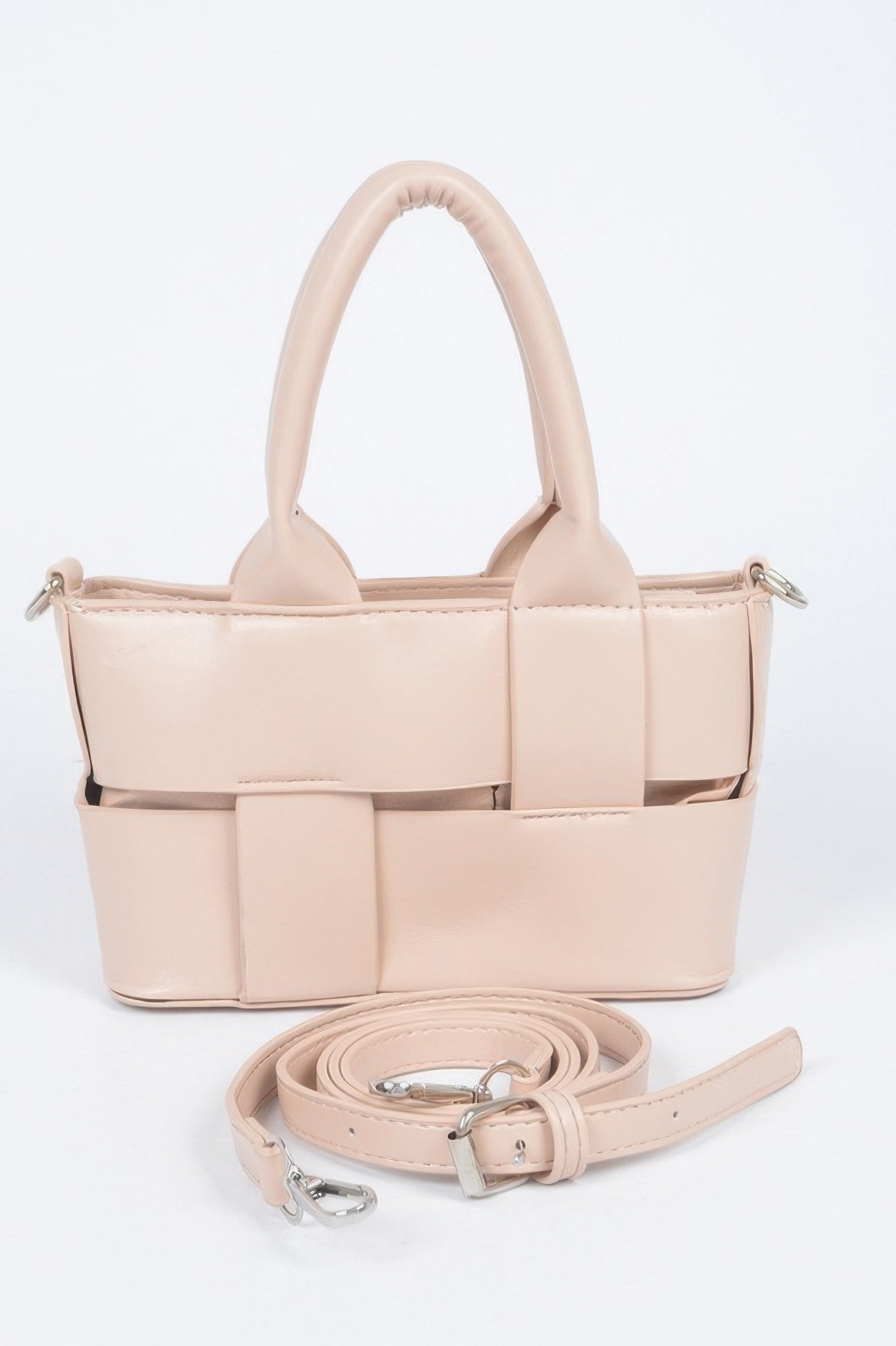 Faux Leather Braided Small Tote Bag - DressAffection