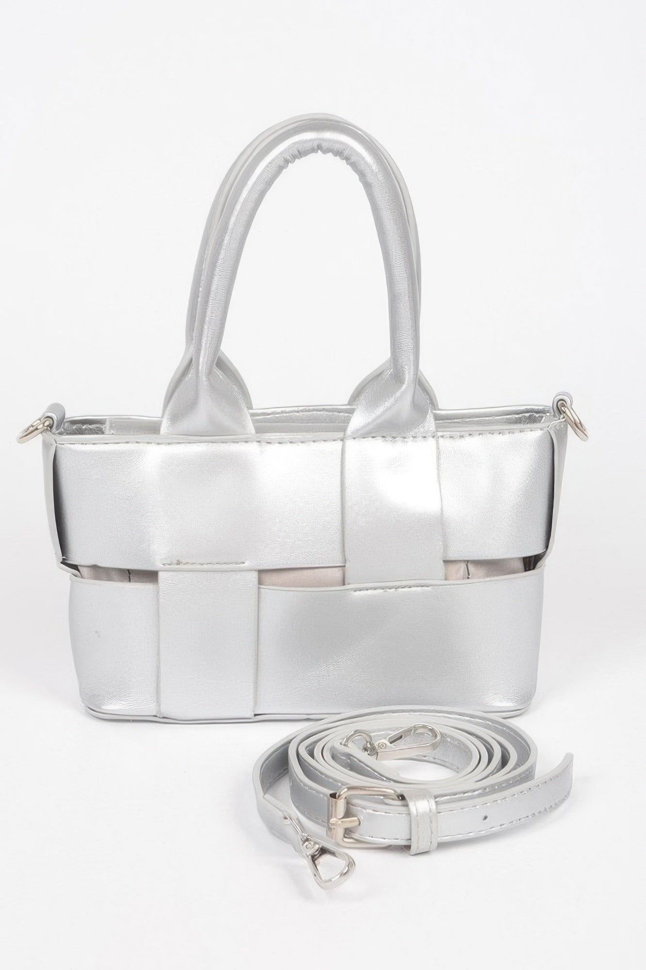 Faux Leather Braided Small Tote Bag - DressAffection