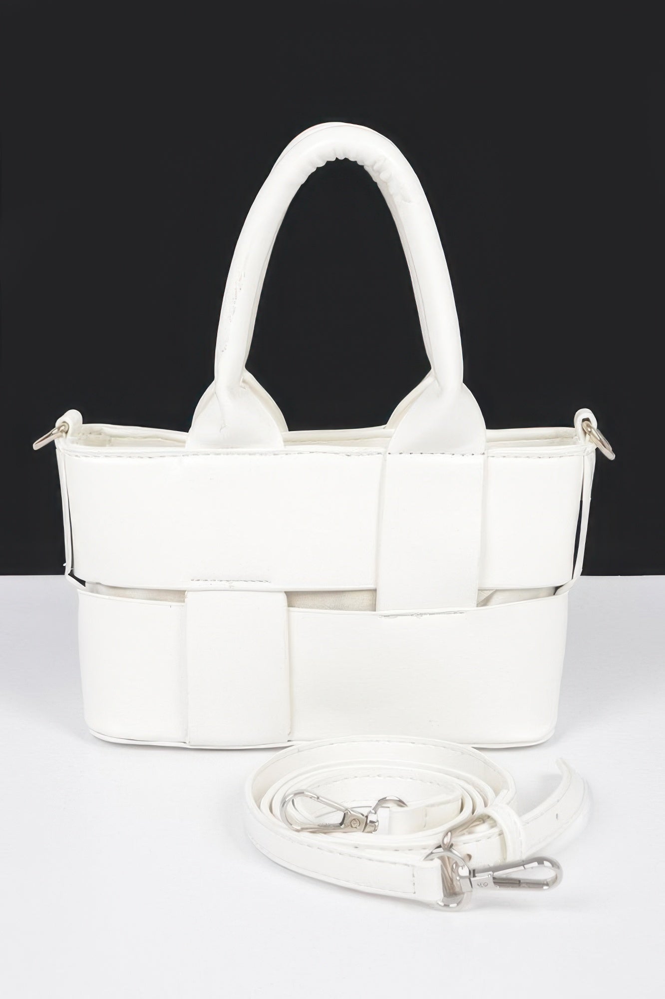 Faux Leather Braided Small Tote Bag - DressAffection