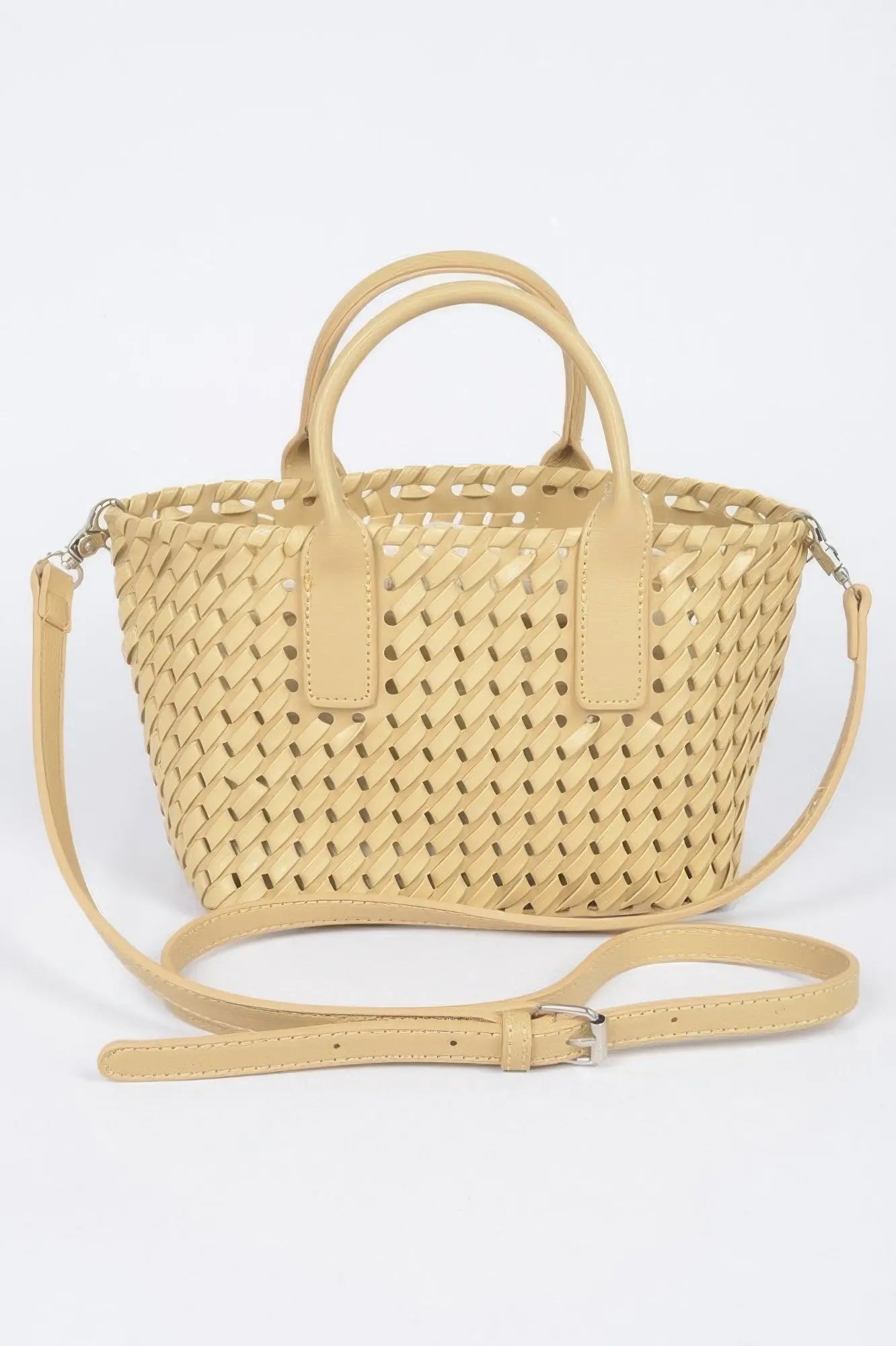 Faux Leather Braided Tote Bag - DressAffection
